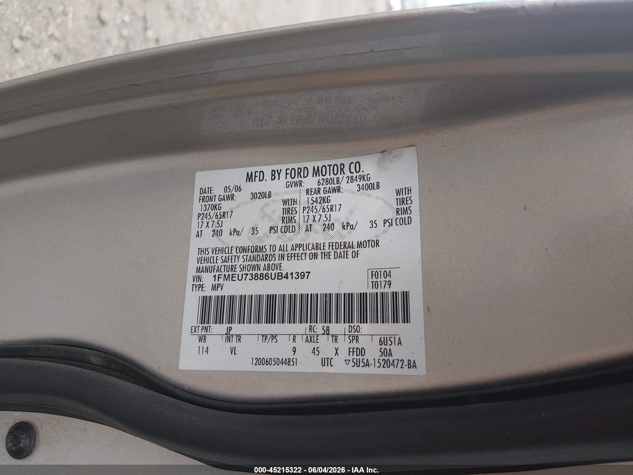 2006 Ford Explorer Xlt Silver vin: 1FMEU73886UB41397