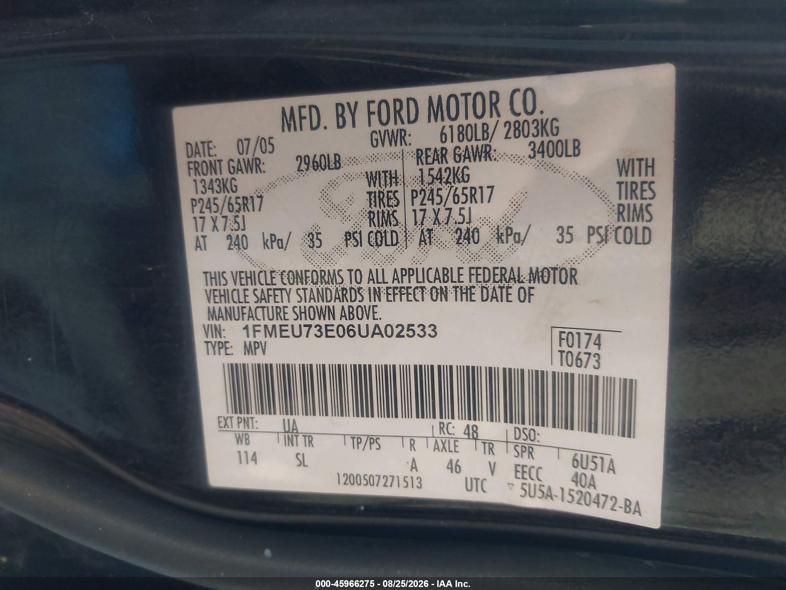 2006 Ford Explorer Xlt Black vin: 1FMEU73E06UA02533