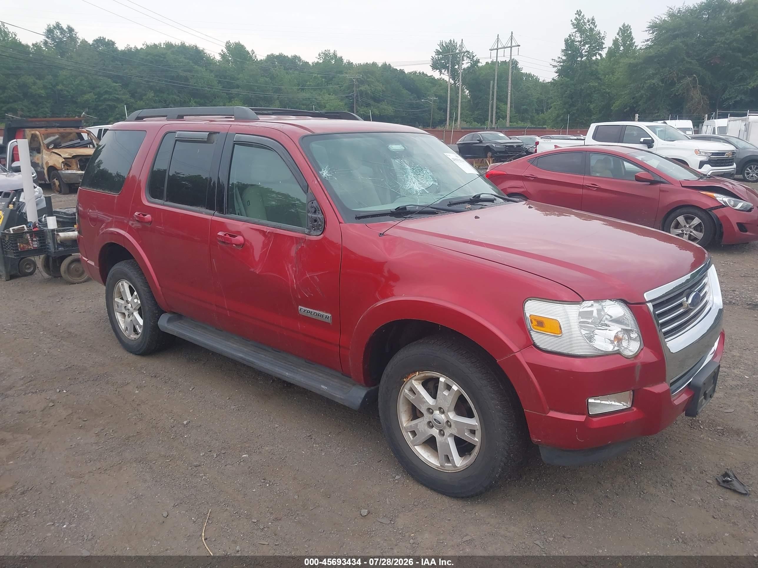 2007 Ford Explorer Xlt Red vin: 1FMEU73E07UB43829