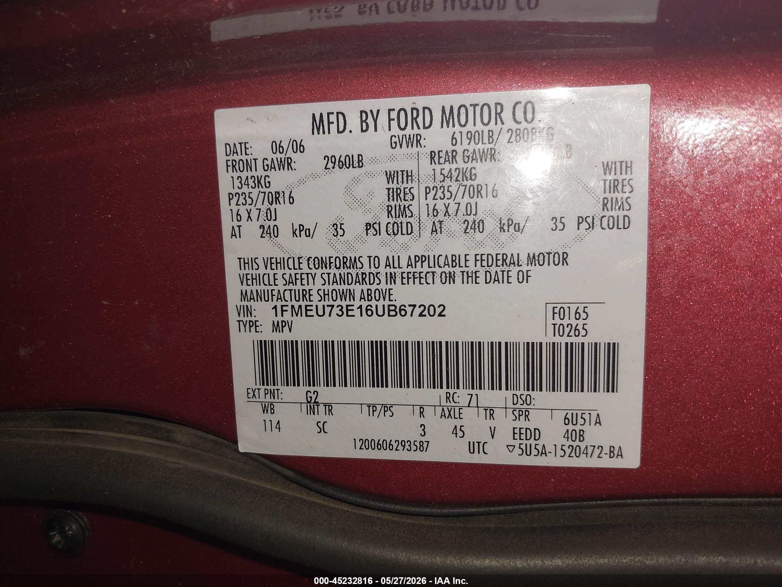 2006 Ford Explorer Xlt Красный vin: 1FMEU73E16UB67202