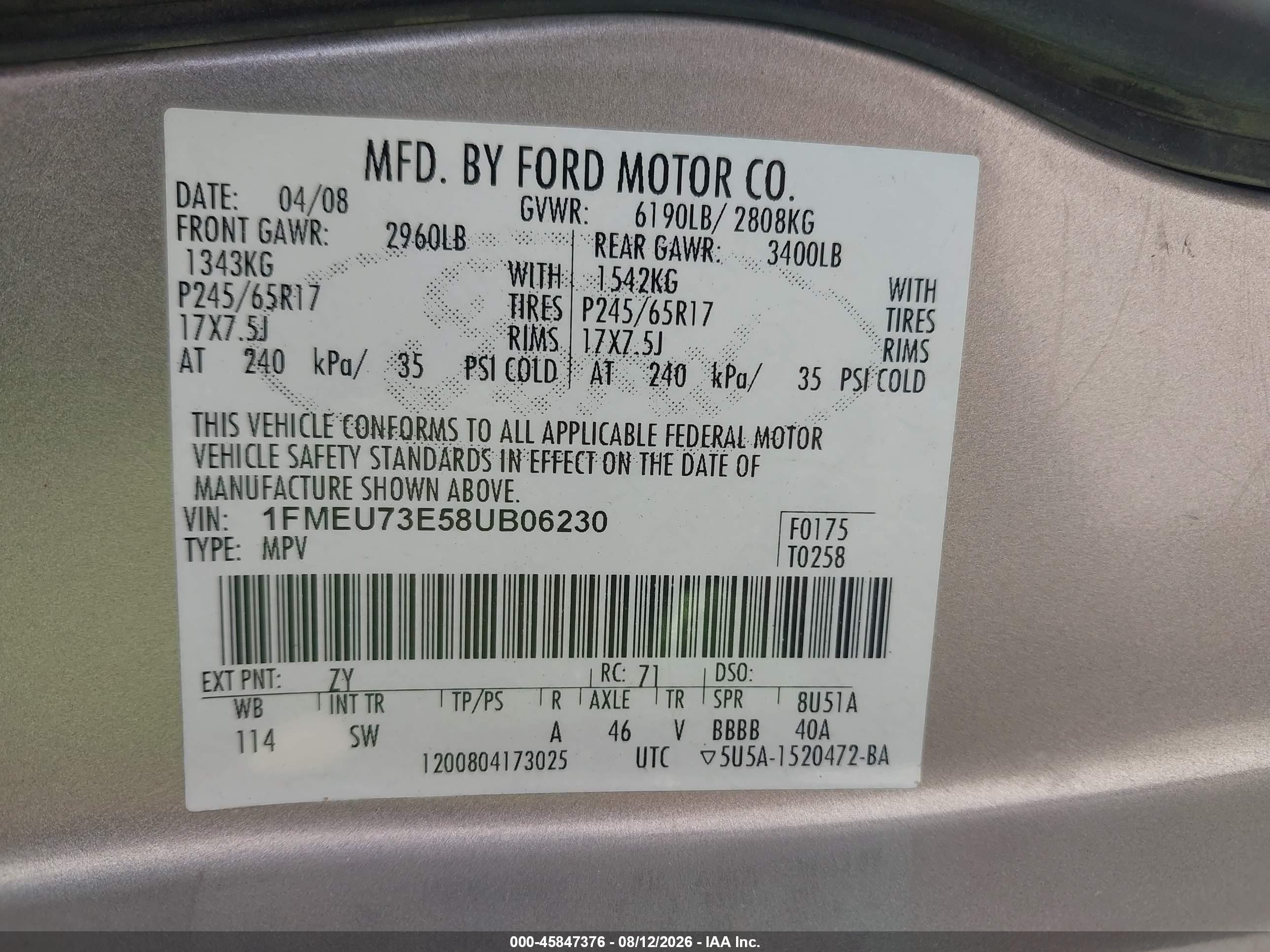 2008 Ford Explorer Xlt Silver vin: 1FMEU73E58UB06230