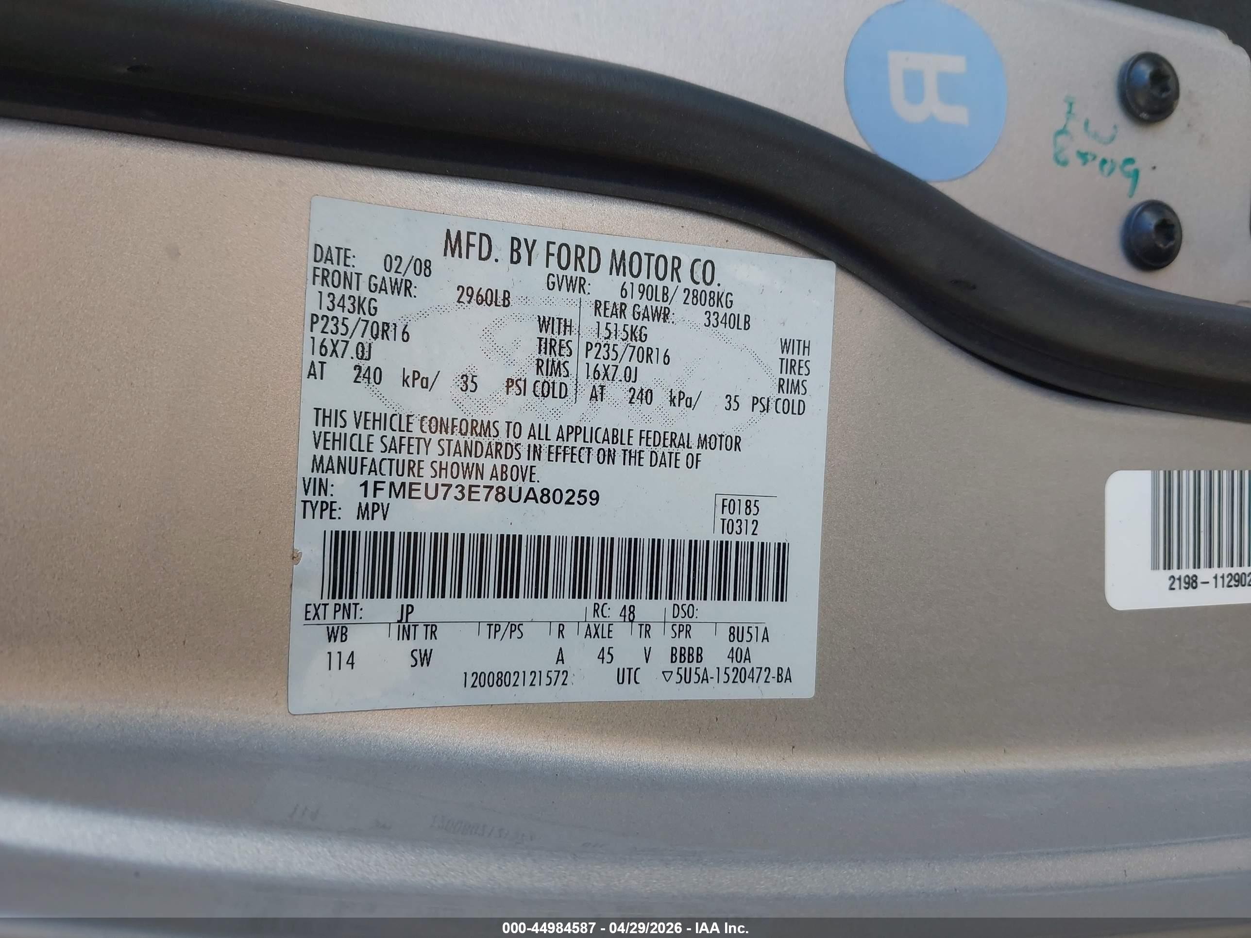 2008 Ford Explorer Xlt Серебряный vin: 1FMEU73E78UA80259