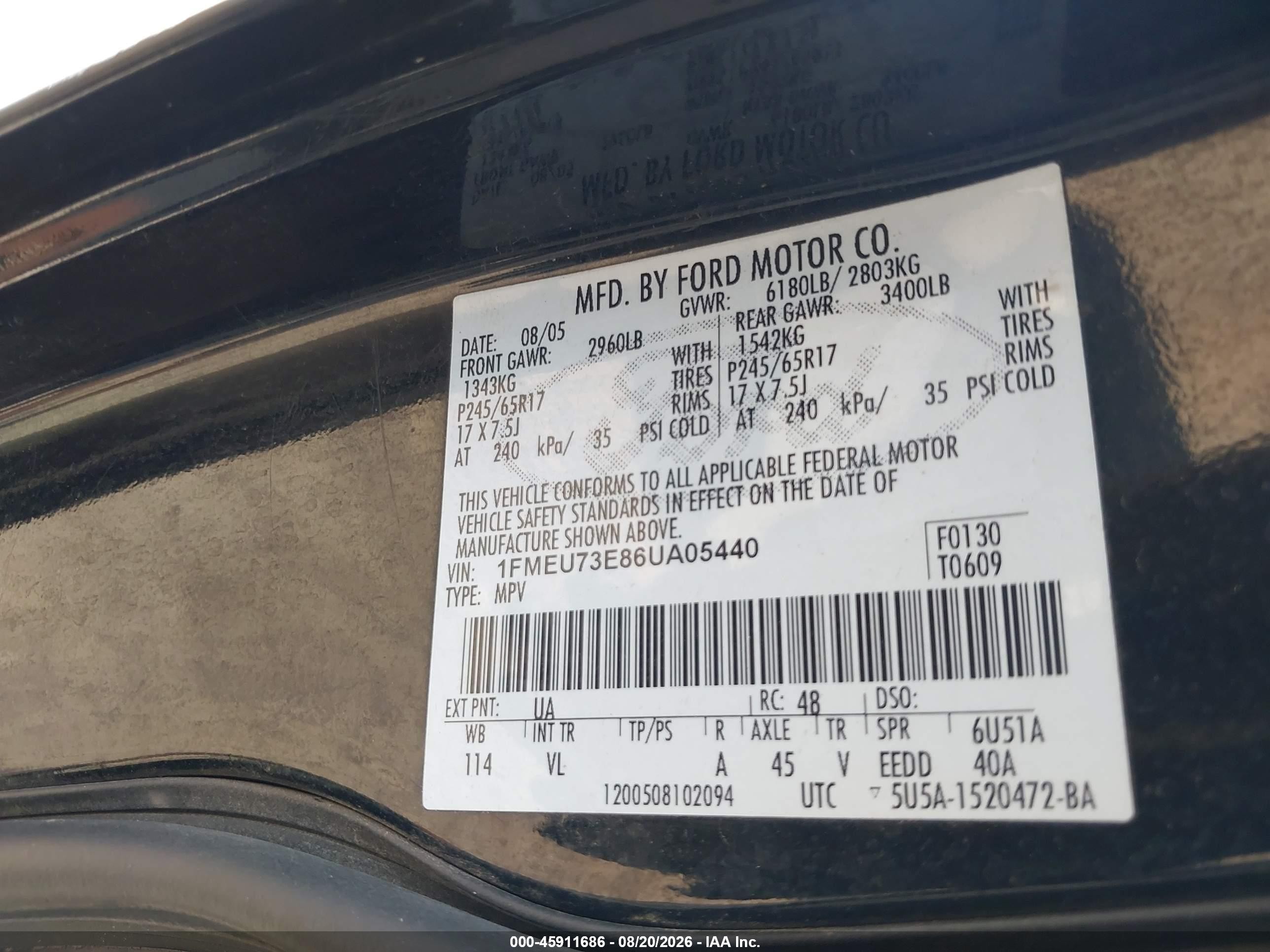 2006 Ford Explorer Xlt Black vin: 1FMEU73E86UA05440