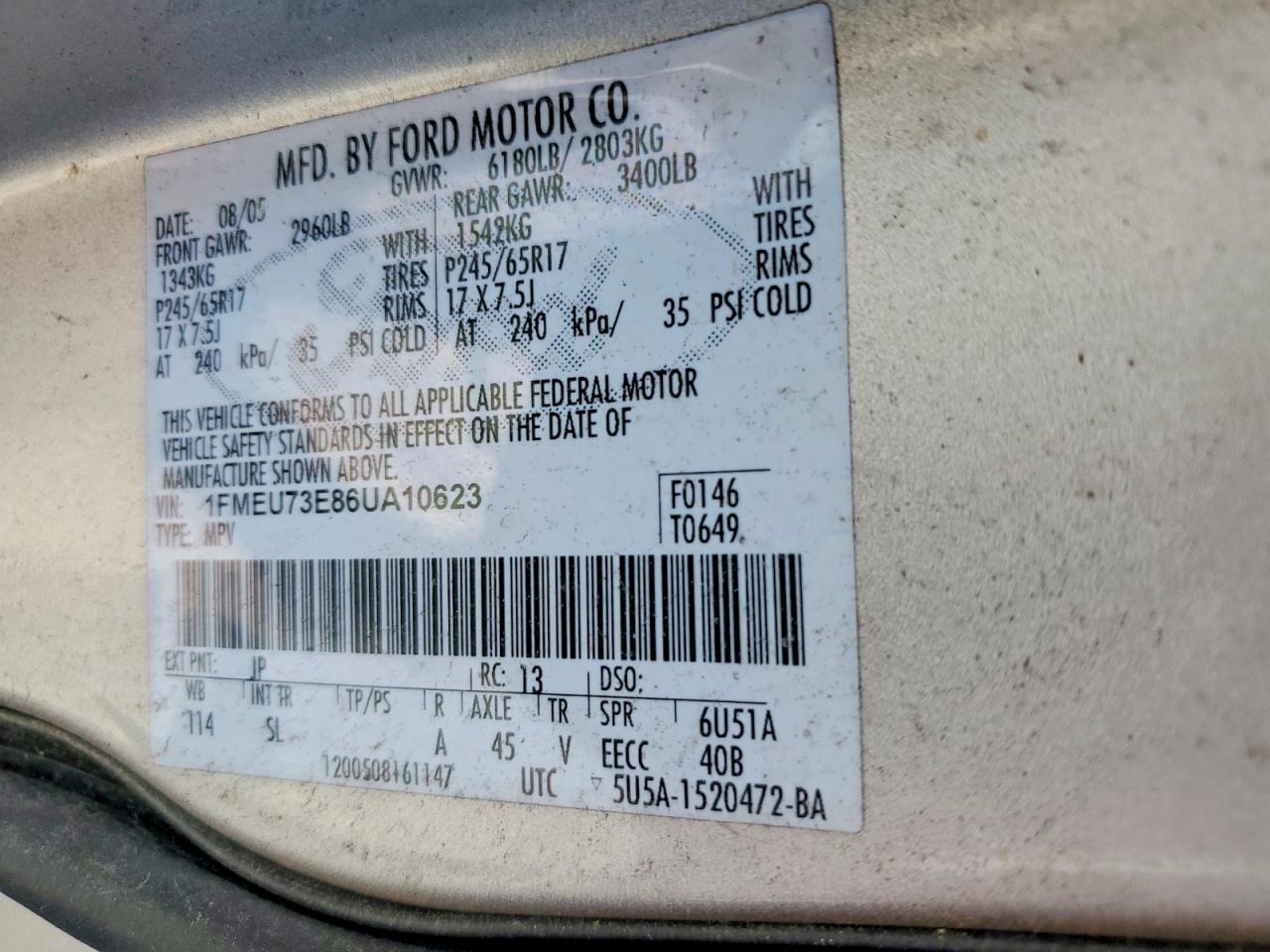 2006 Ford Explorer Xlt Gray vin: 1FMEU73E86UA10623