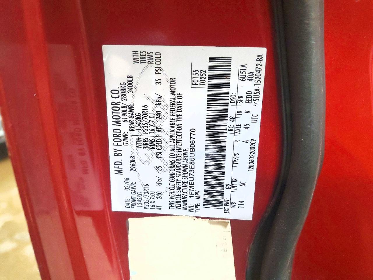 2006 Ford Explorer Xlt Красный vin: 1FMEU73E86UB06770