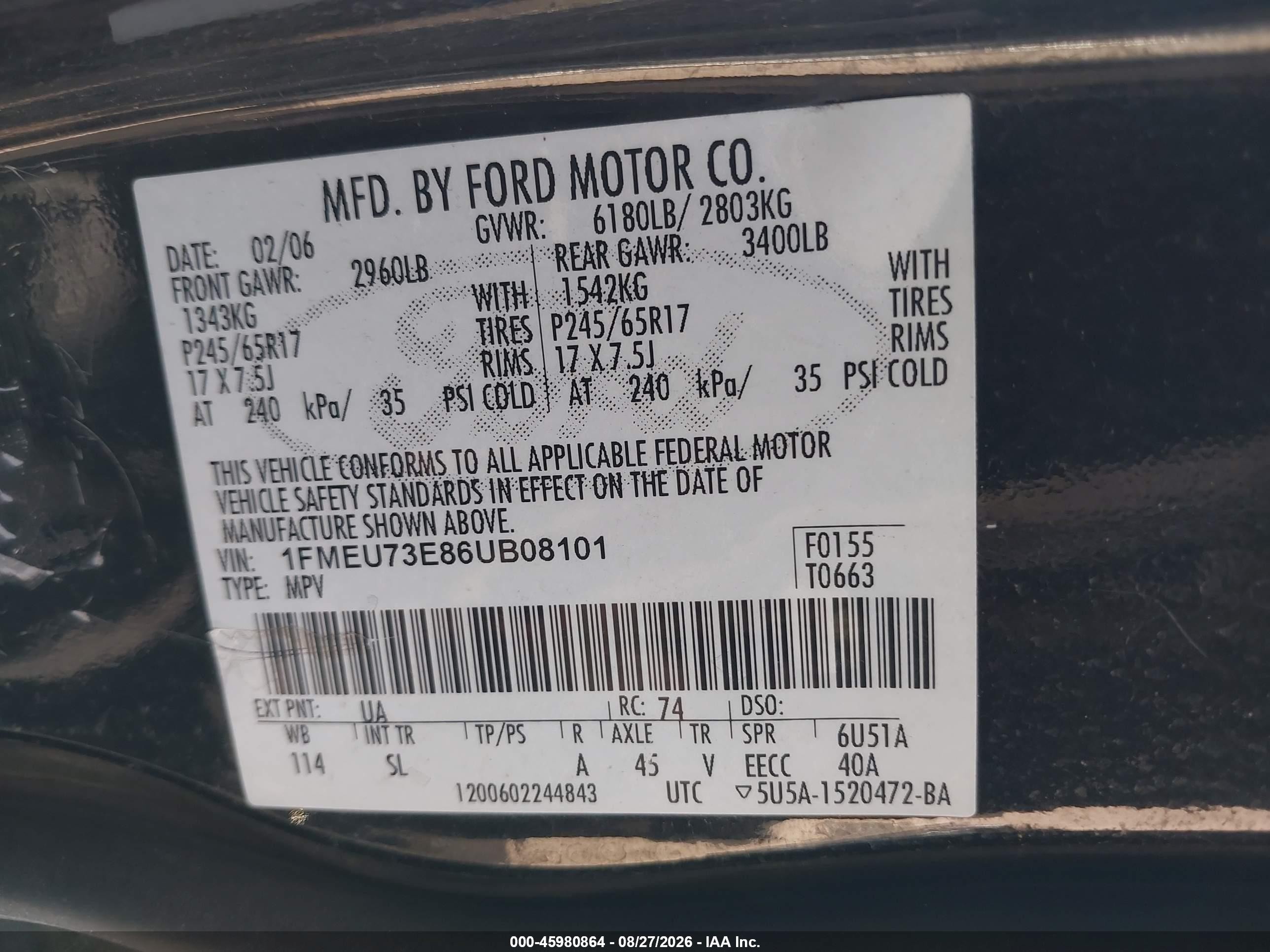2006 Ford Explorer Xlt Black vin: 1FMEU73E86UB08101