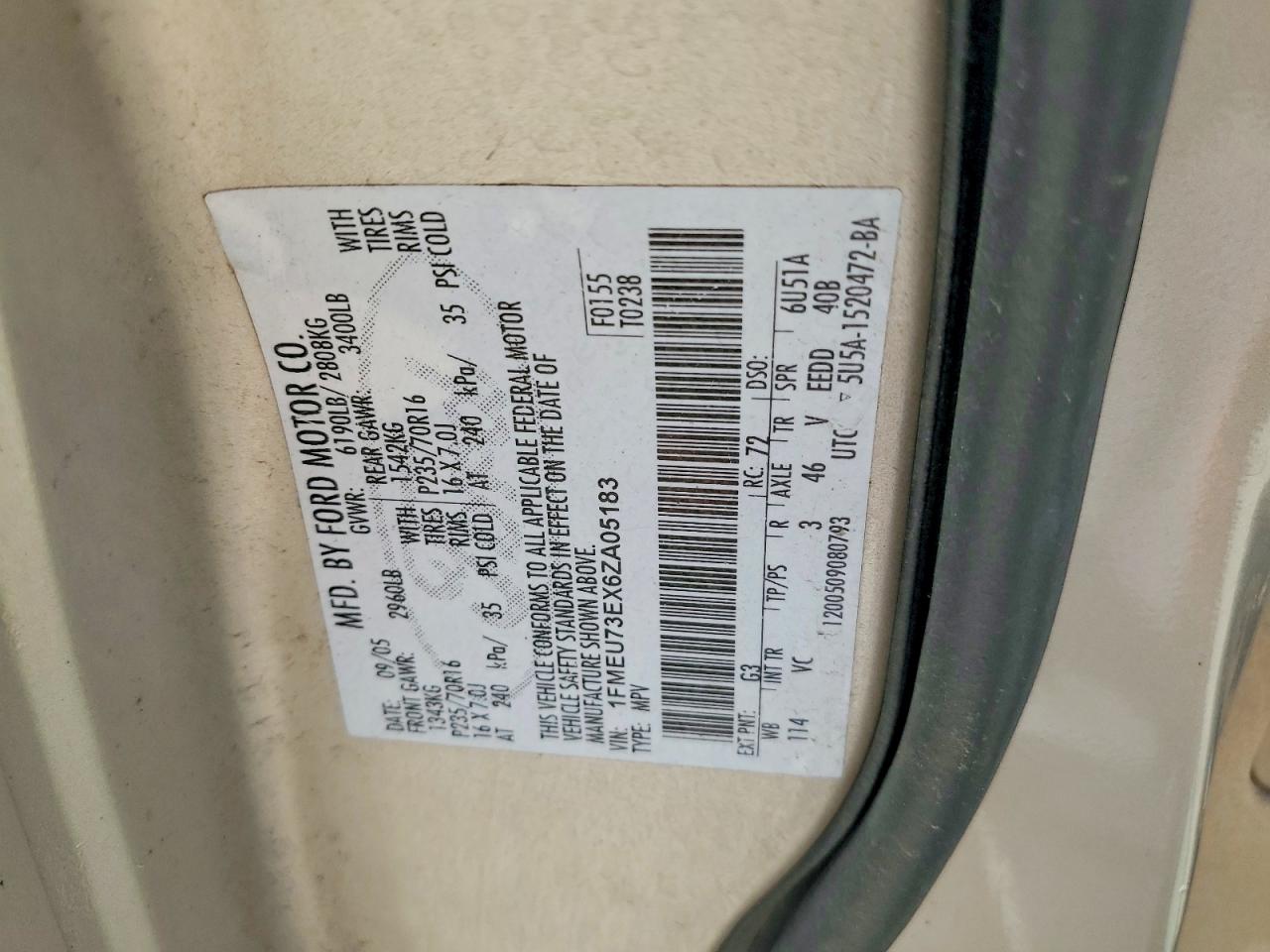 2006 Ford Explorer Xlt Beige vin: 1FMEU73EX6ZA05183