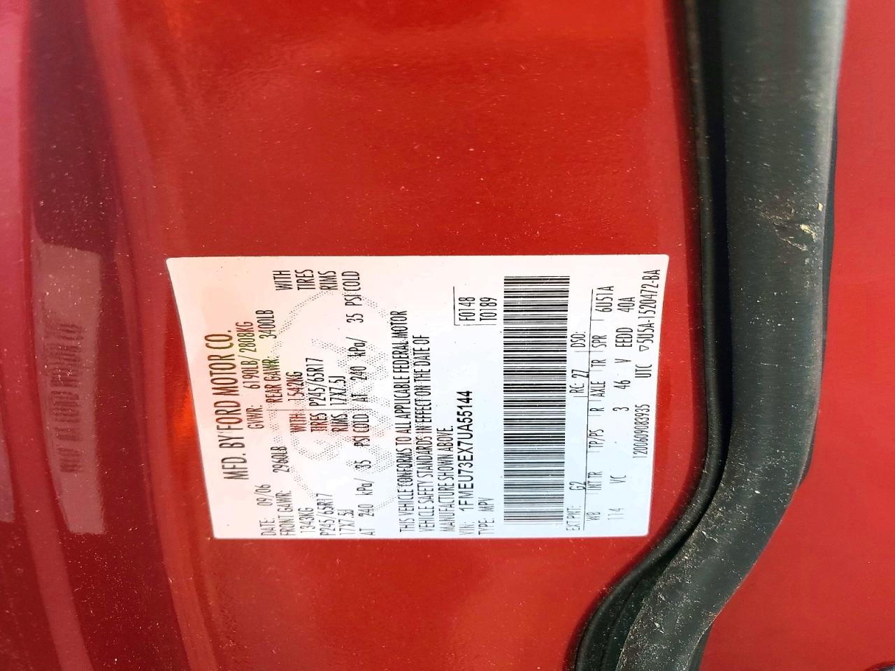 2007 Ford Explorer Xlt Red vin: 1FMEU73EX7UA55144