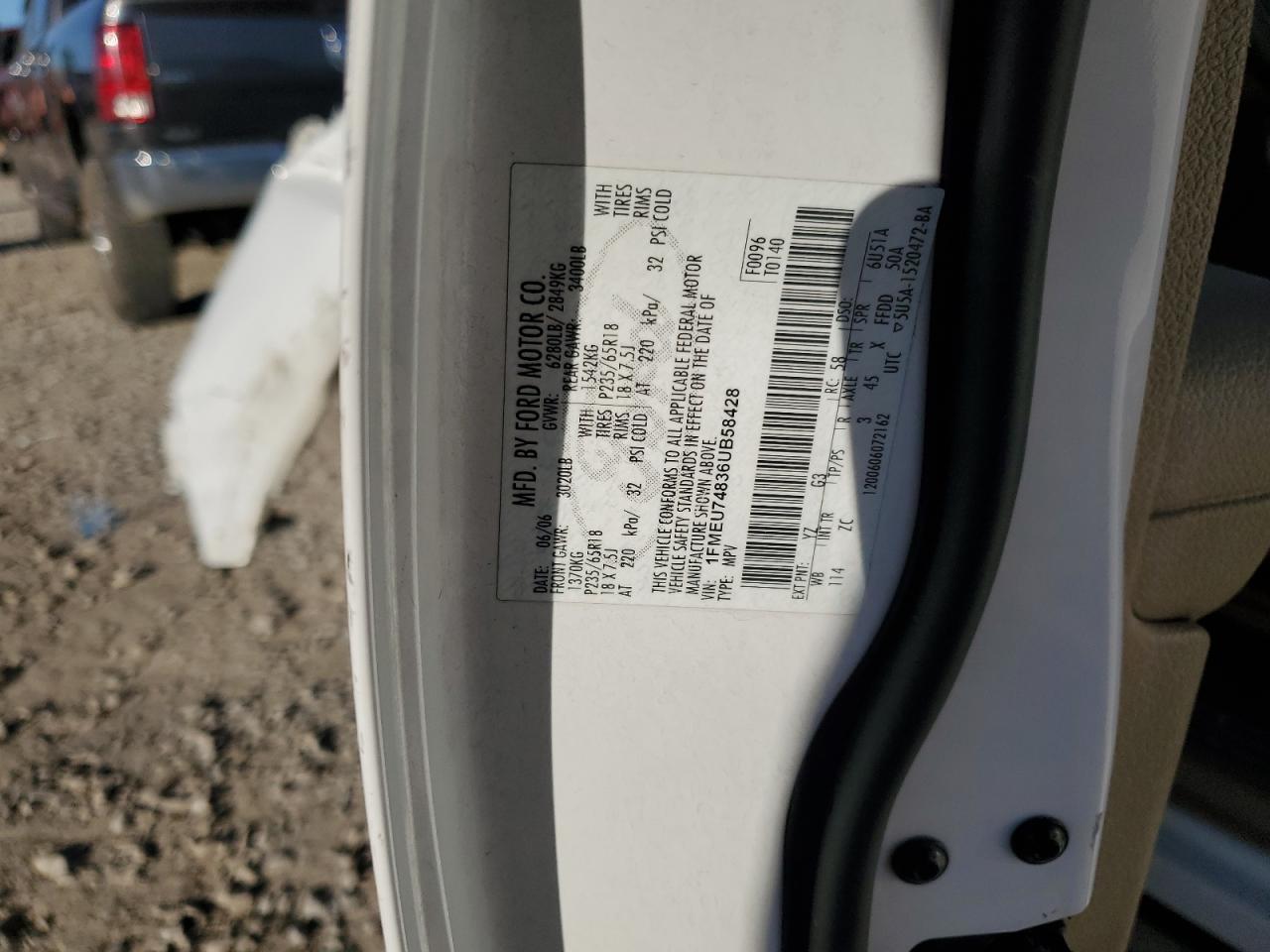 2006 Ford Explorer Eddie Bauer Белый vin: 1FMEU74836UB58428