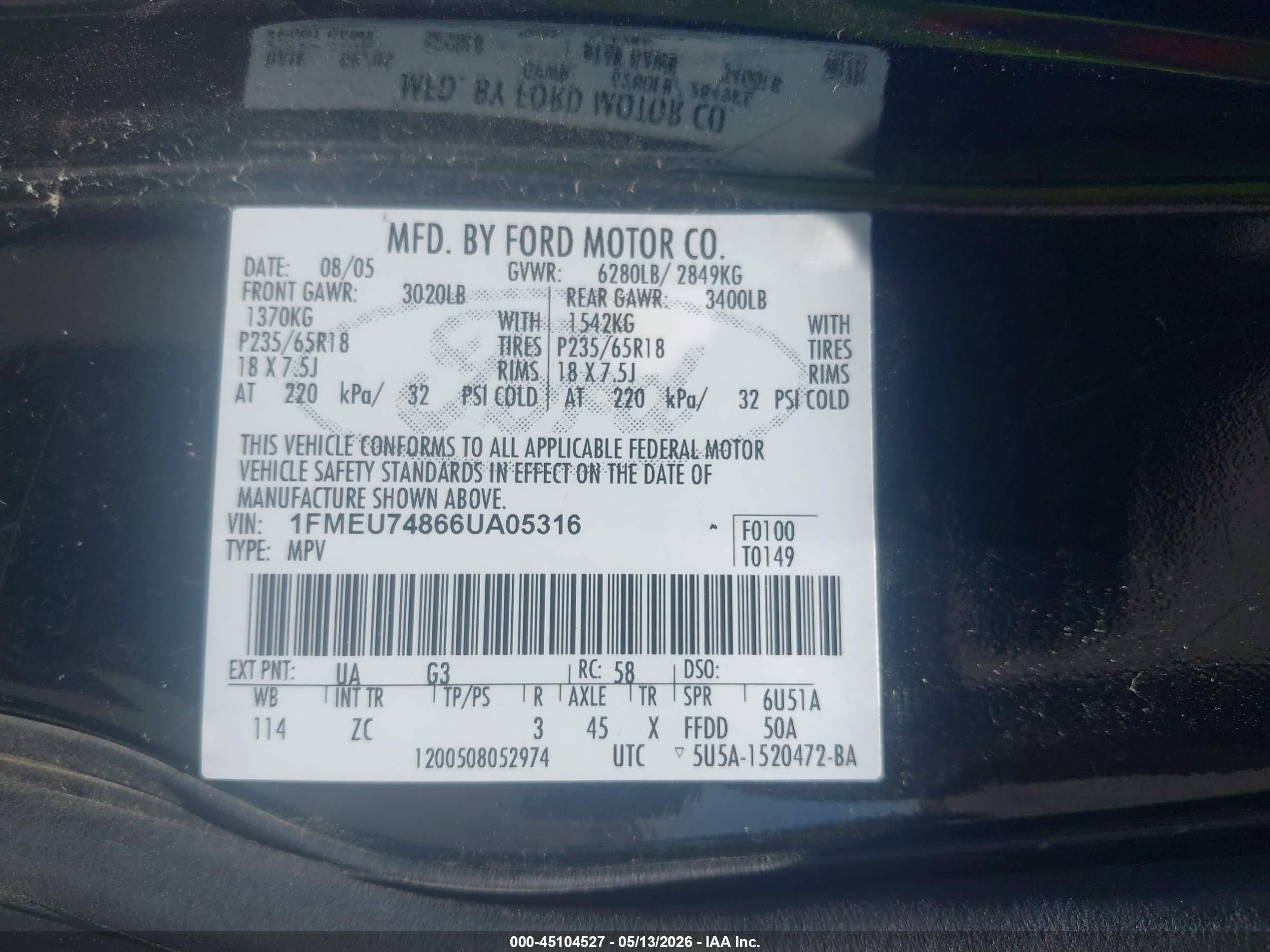 2006 Ford Explorer Eddie Bauer Black vin: 1FMEU74866UA05316