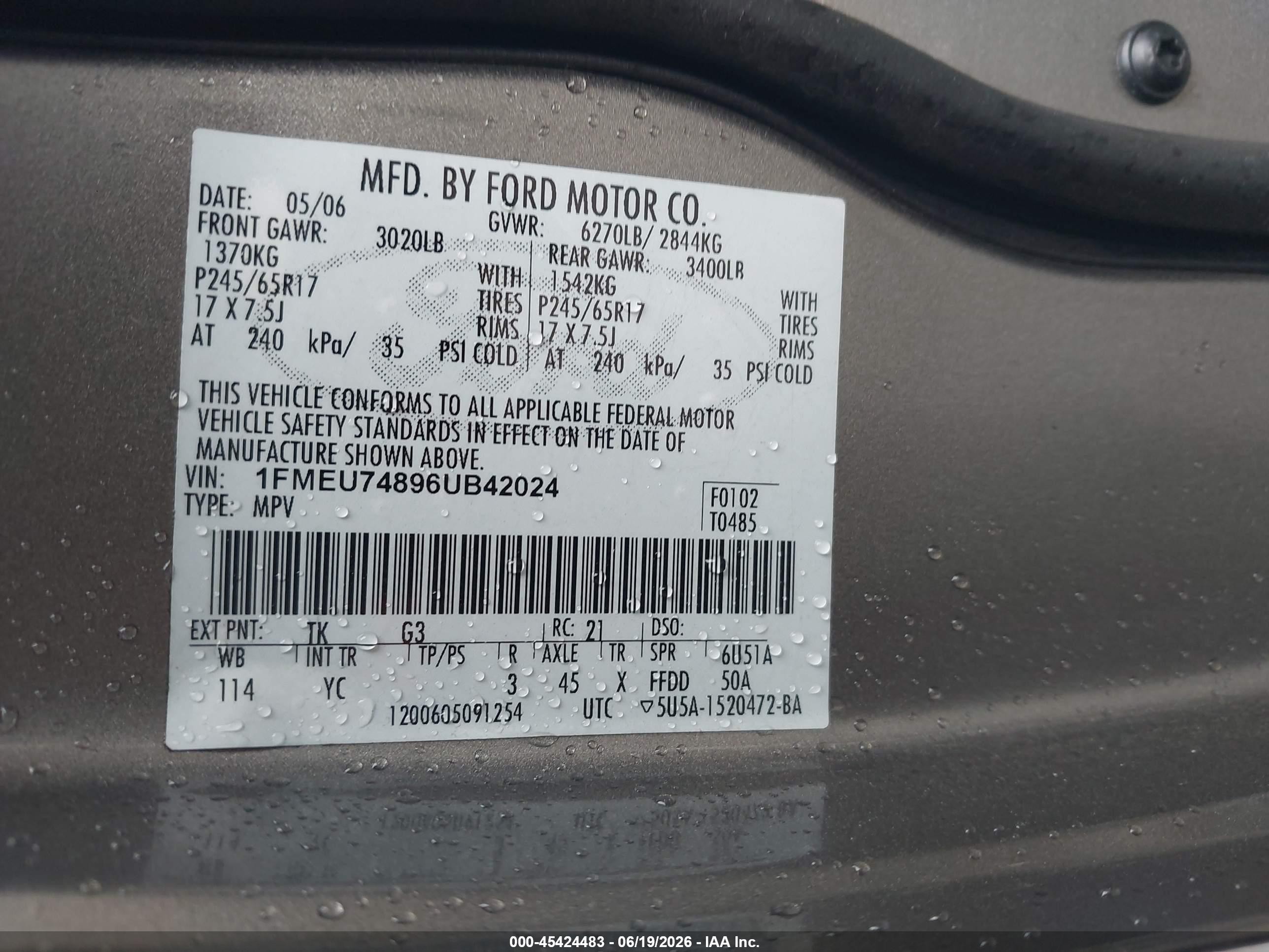 2006 Ford Explorer Eddie Bauer Gold vin: 1FMEU74896UB42024