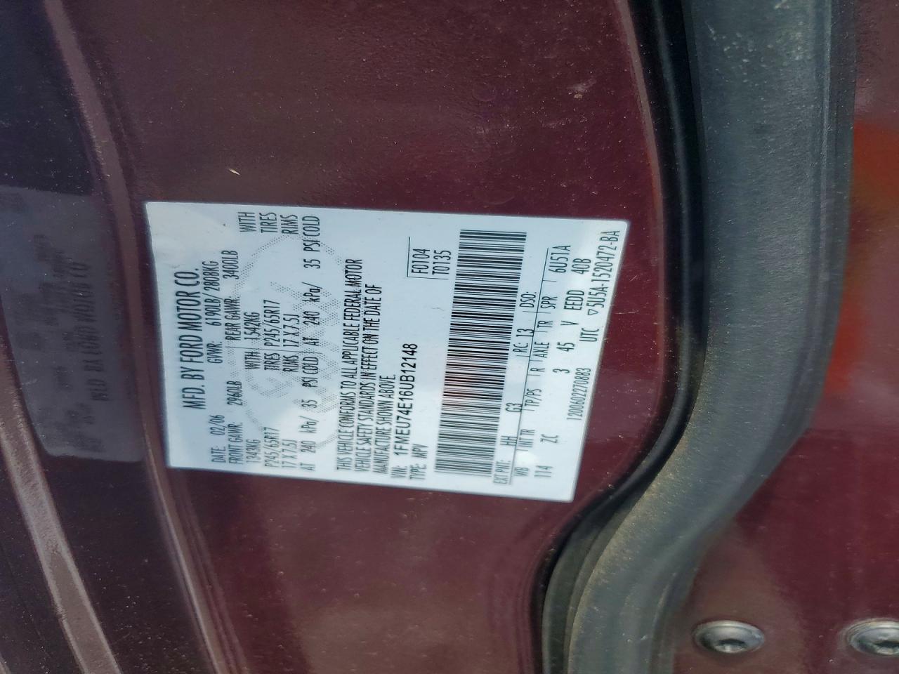 2006 Ford Explorer Eddie Bauer Burgundy vin: 1FMEU74E16UB12148