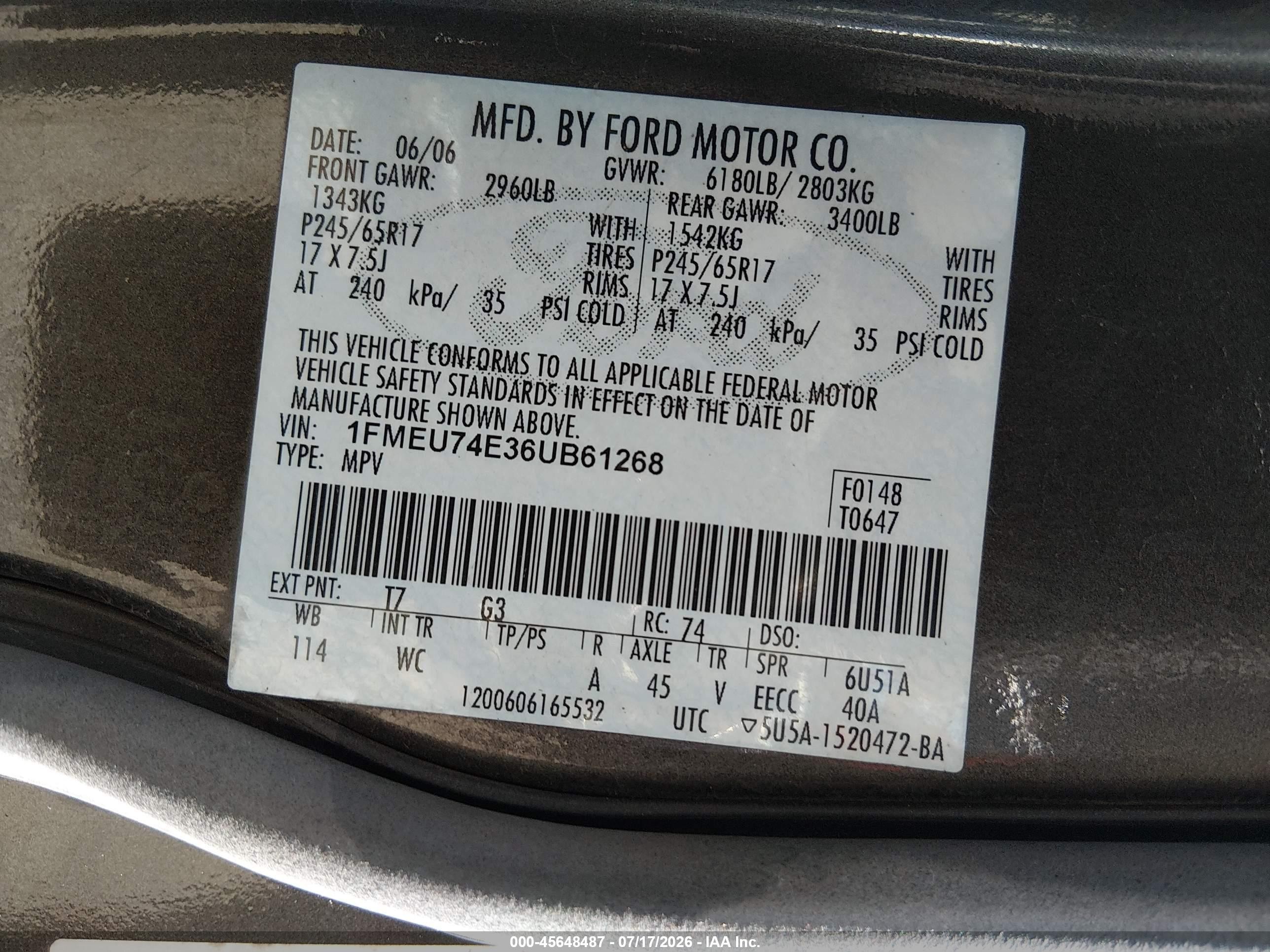 2006 Ford Explorer Eddie Bauer Gray vin: 1FMEU74E36UB61268