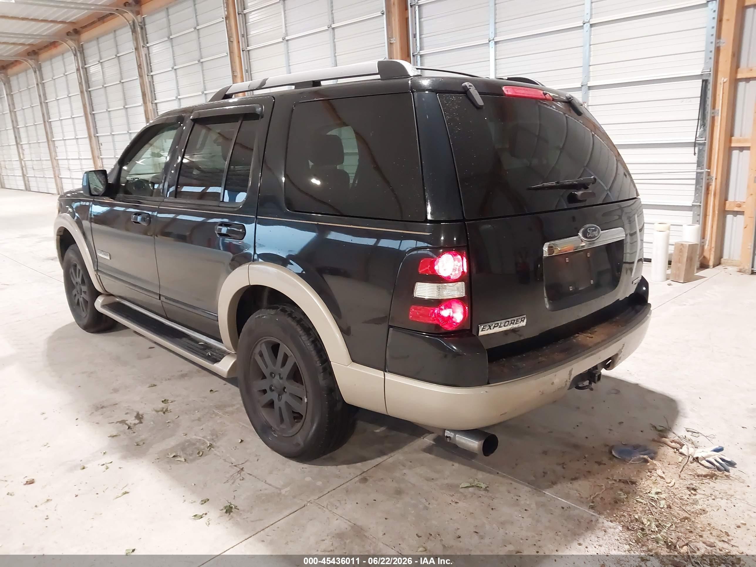 2007 Ford Explorer Eddie Bauer Black vin: 1FMEU74E37UB80856
