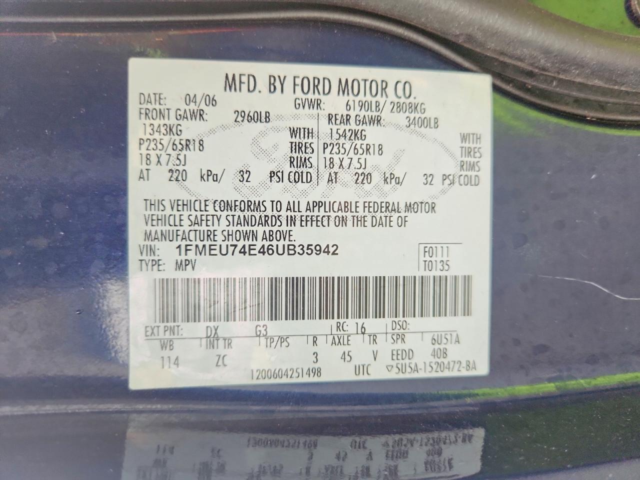 2006 Ford Explorer Eddie Bauer Blue vin: 1FMEU74E46UB35942