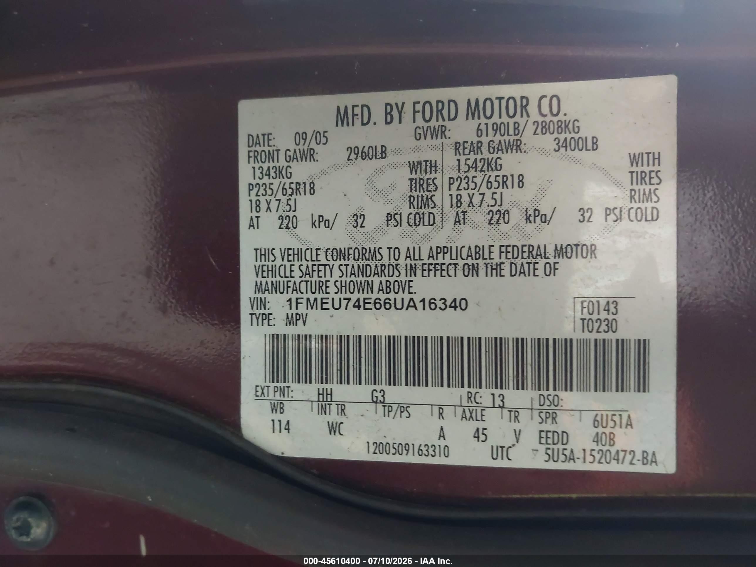 2006 Ford Explorer Eddie Bauer Красный vin: 1FMEU74E66UA16340