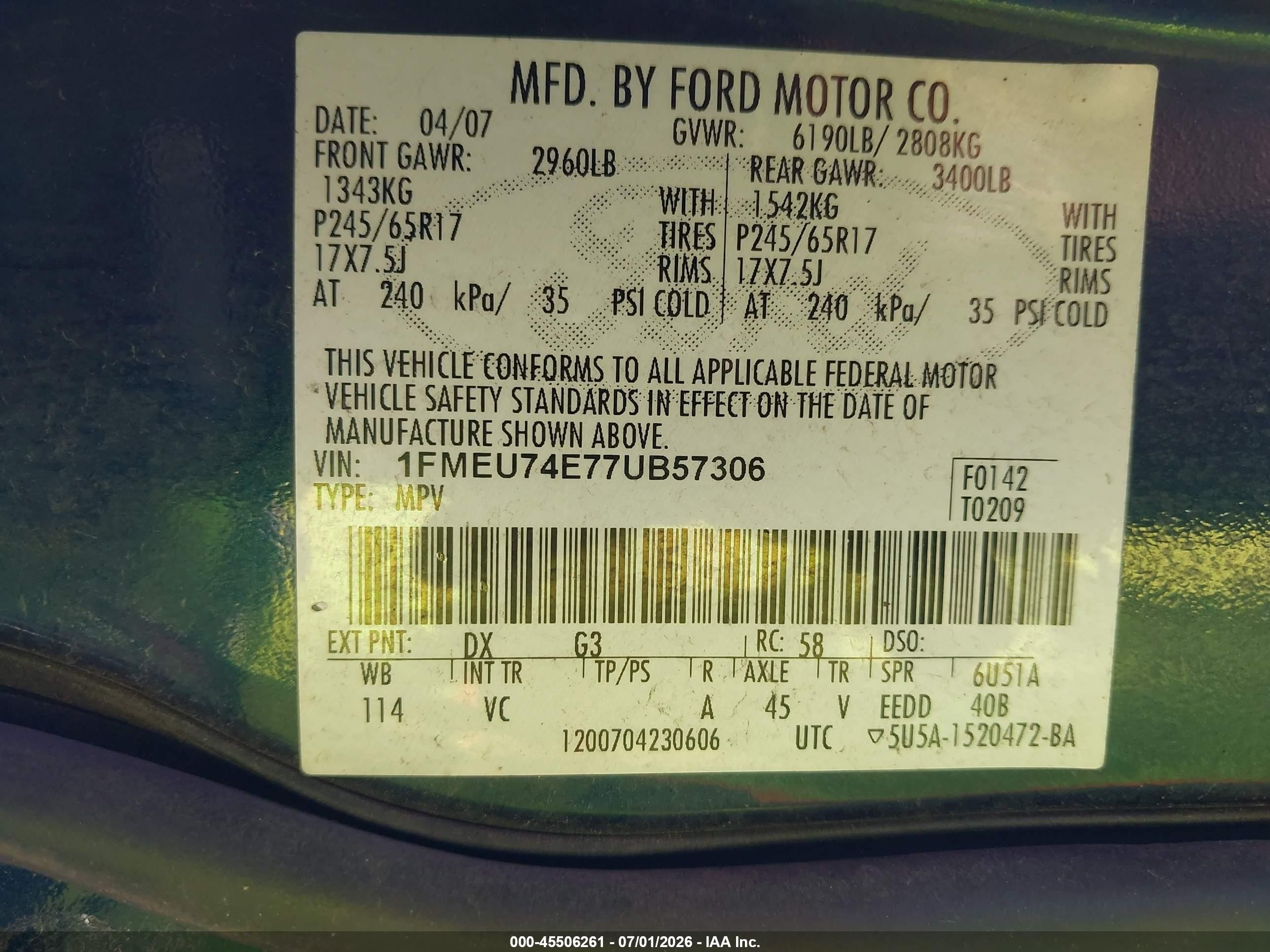 2007 Ford Explorer Eddie Bauer Blue vin: 1FMEU74E77UB57306