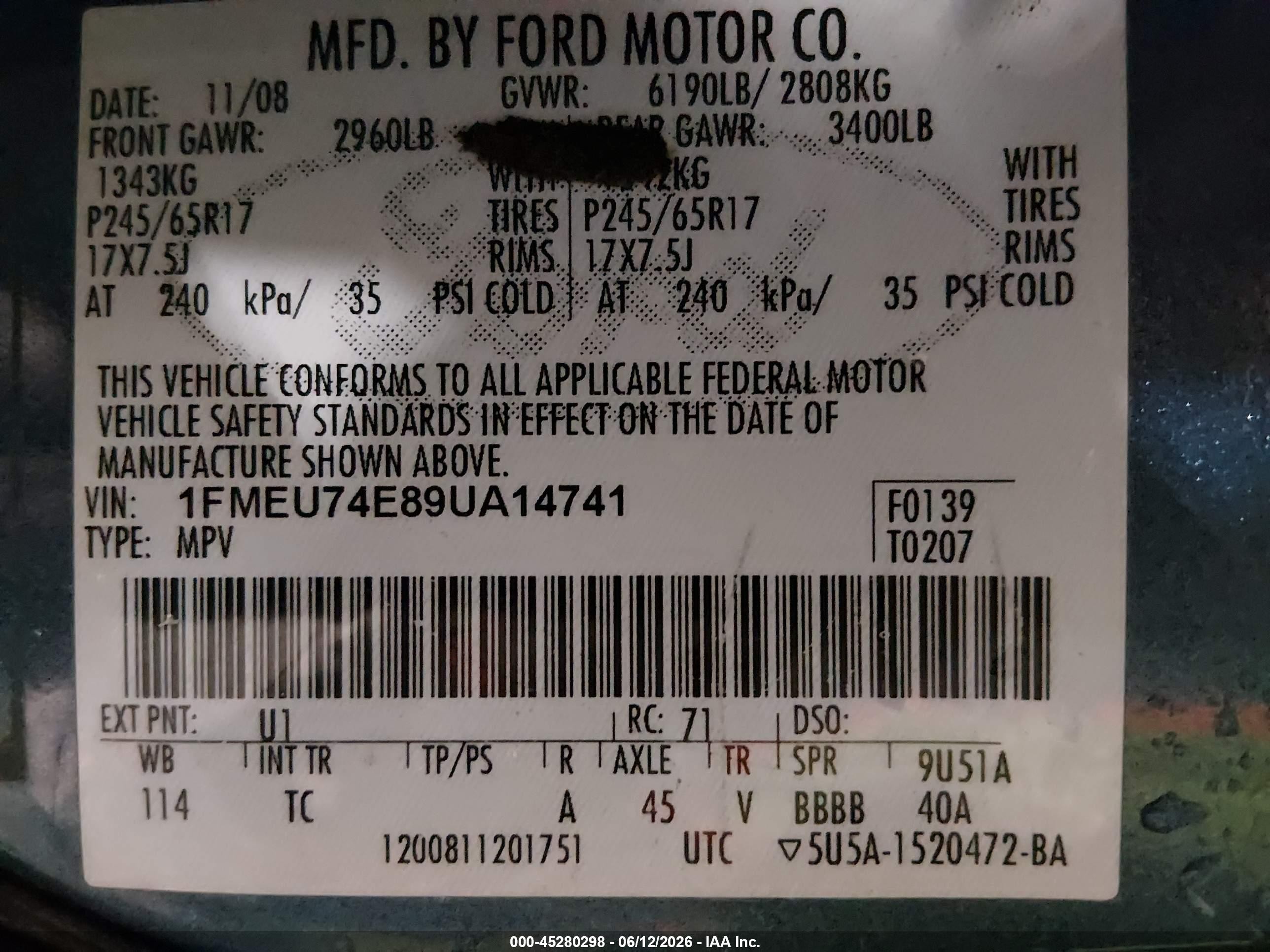 2009 Ford Explorer Eddie Bauer Blue vin: 1FMEU74E89UA14741