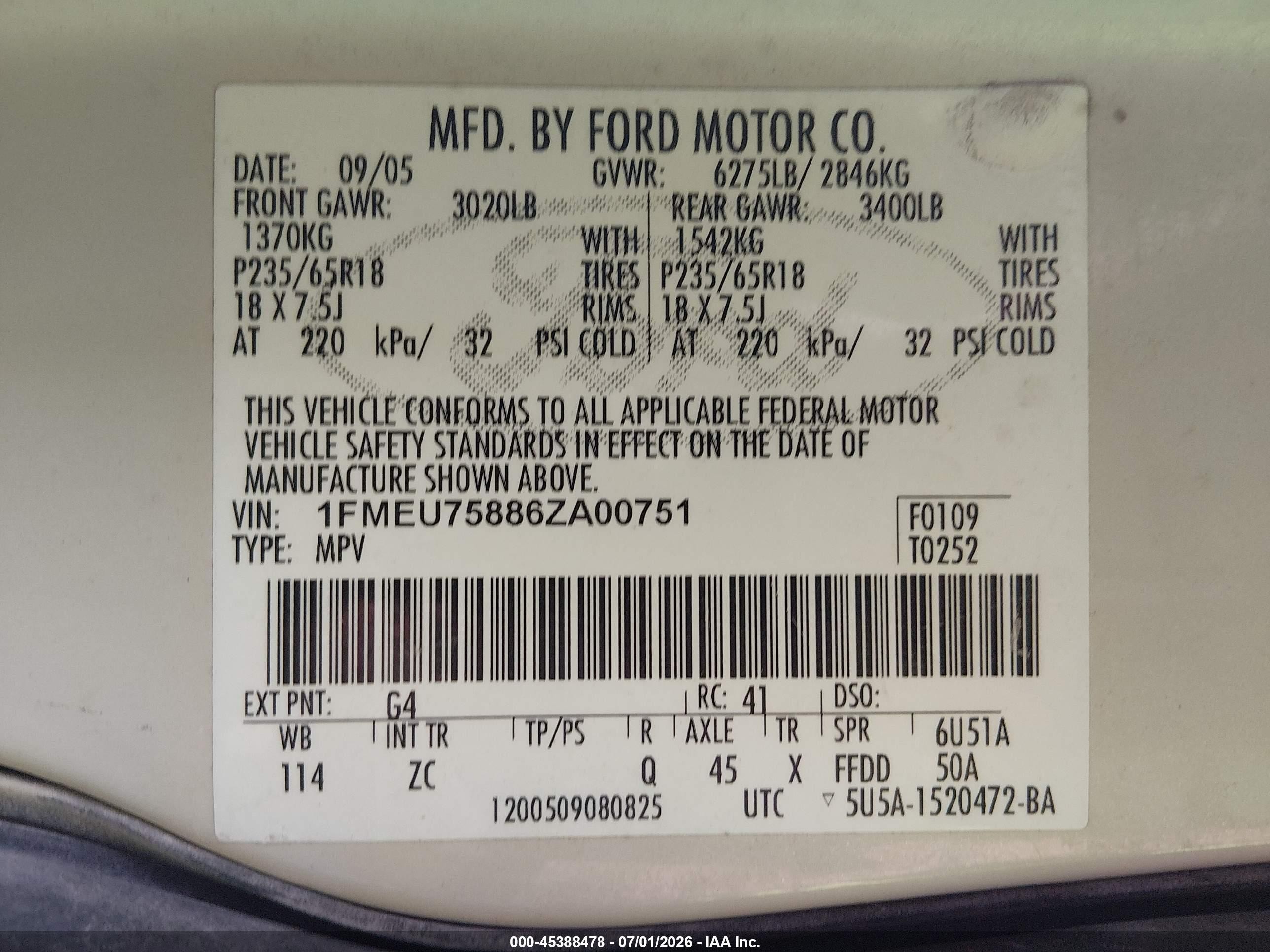 2006 Ford Explorer Limited White vin: 1FMEU75886ZA00751