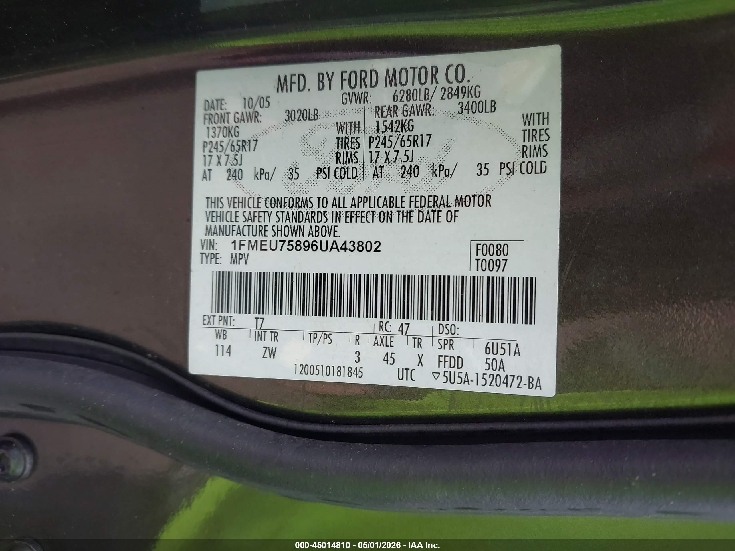 2006 Ford Explorer Limited Gray vin: 1FMEU75896UA43802