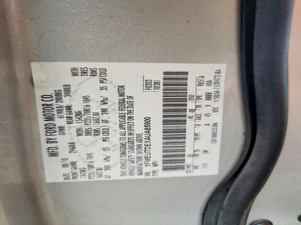 2010 Ford Explorer Silver vin: 1FMEU7DEXAUA85900
