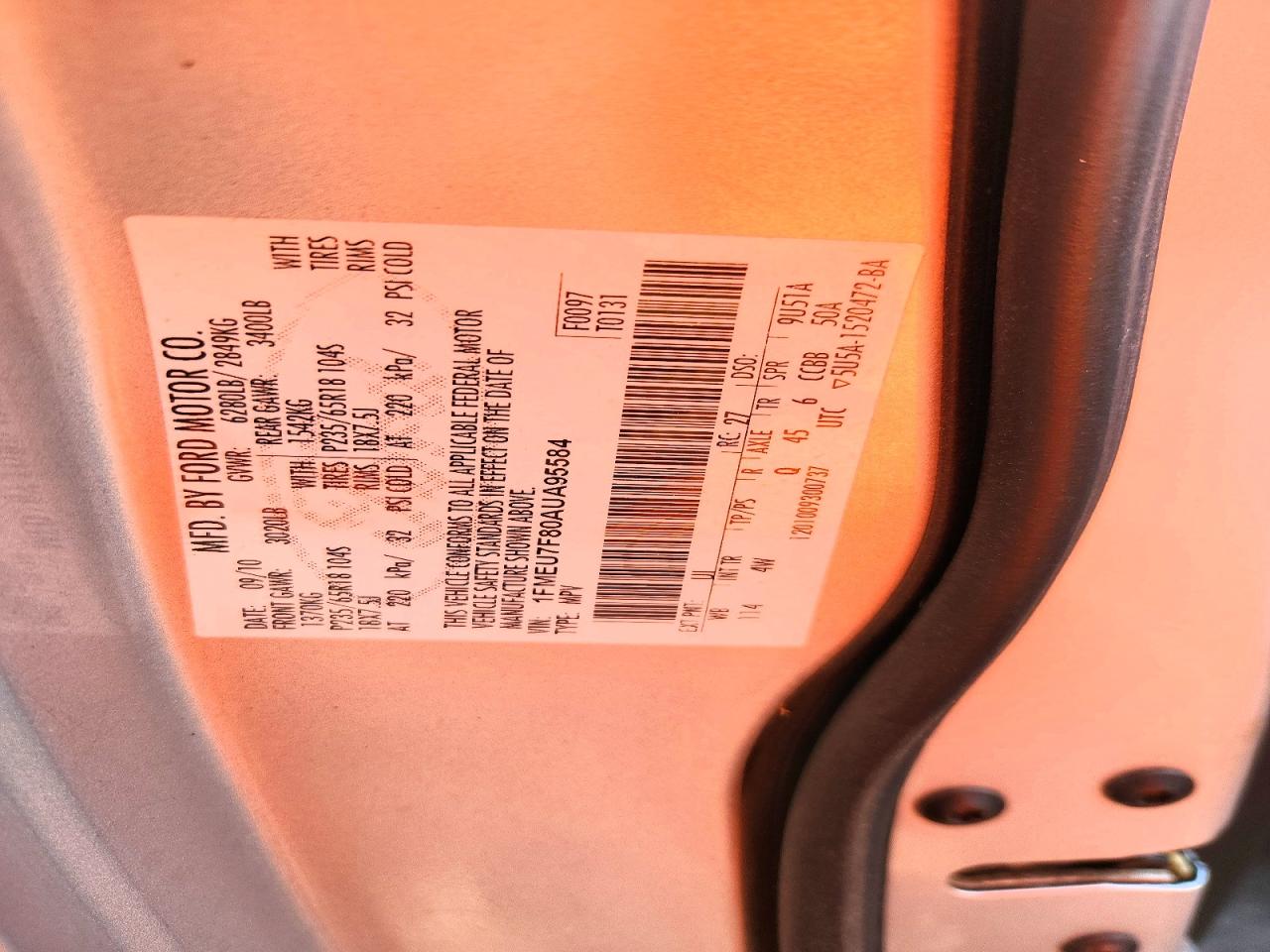 2010 Ford Explorer Limited Silver vin: 1FMEU7F80AUA95584