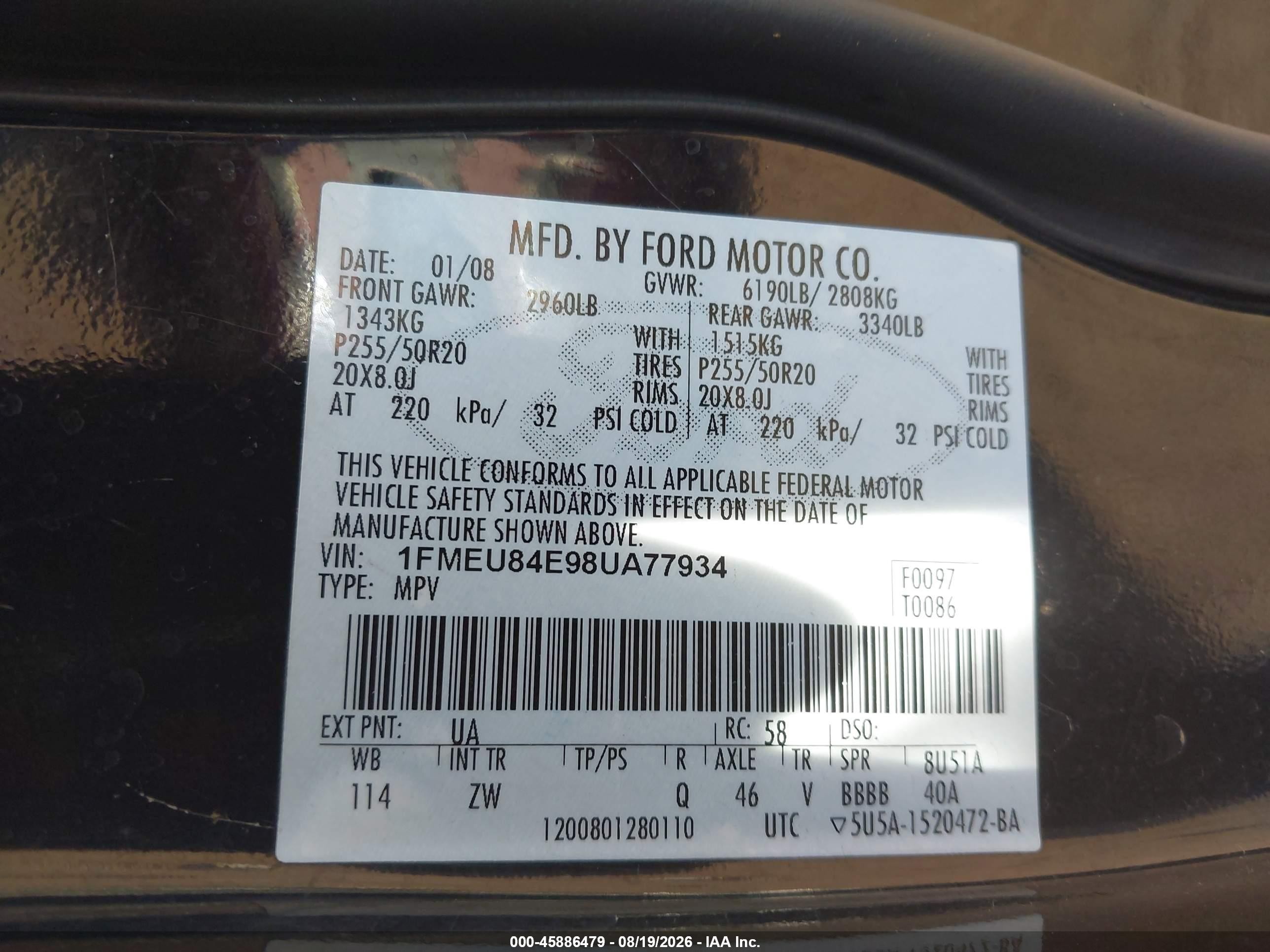 2008 Ford Explorer Eddie Bauer Черный vin: 1FMEU84E98UA77934