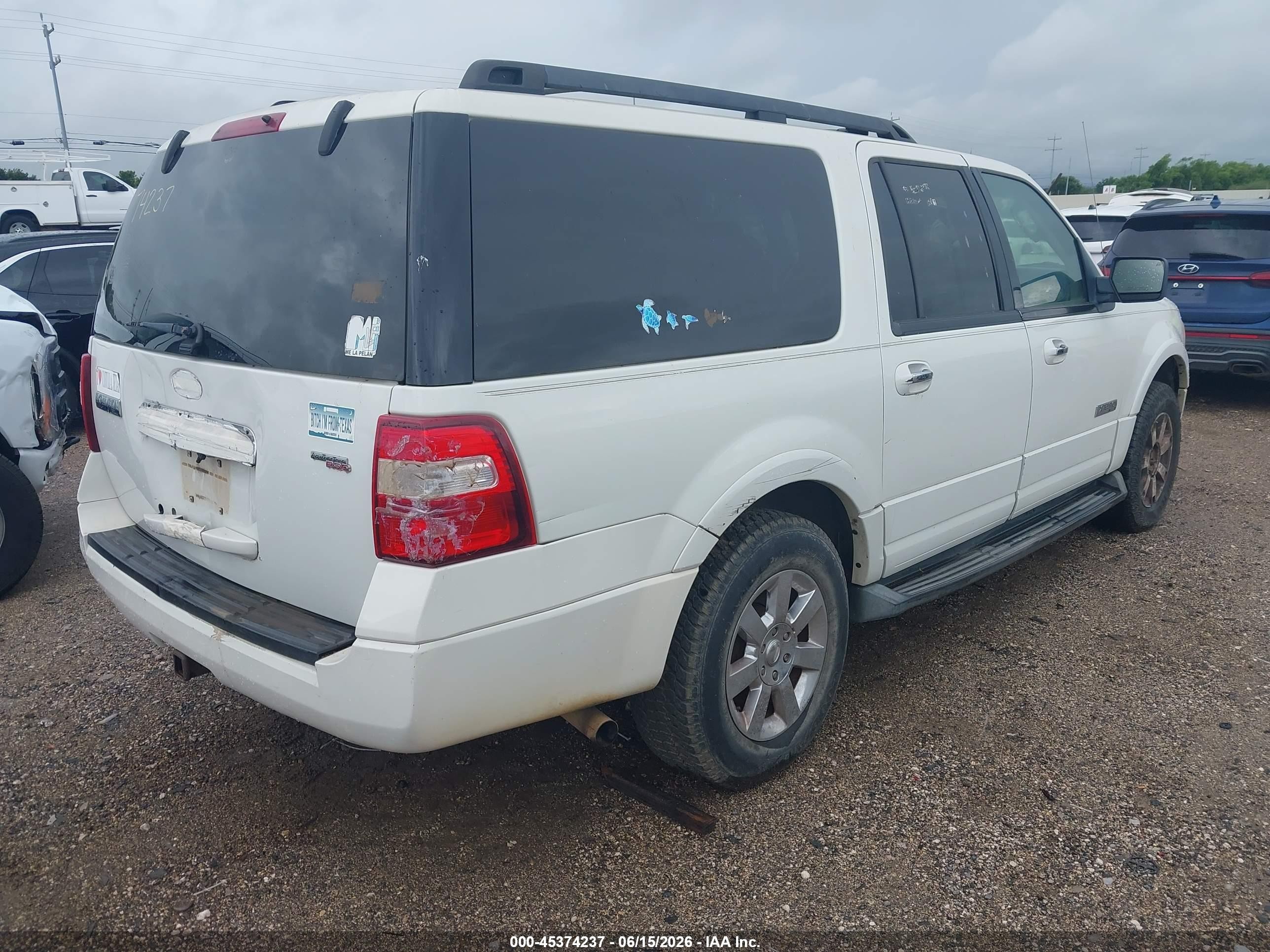 2008 Ford Expedition El Xlt White vin: 1FMFK15528LA59636