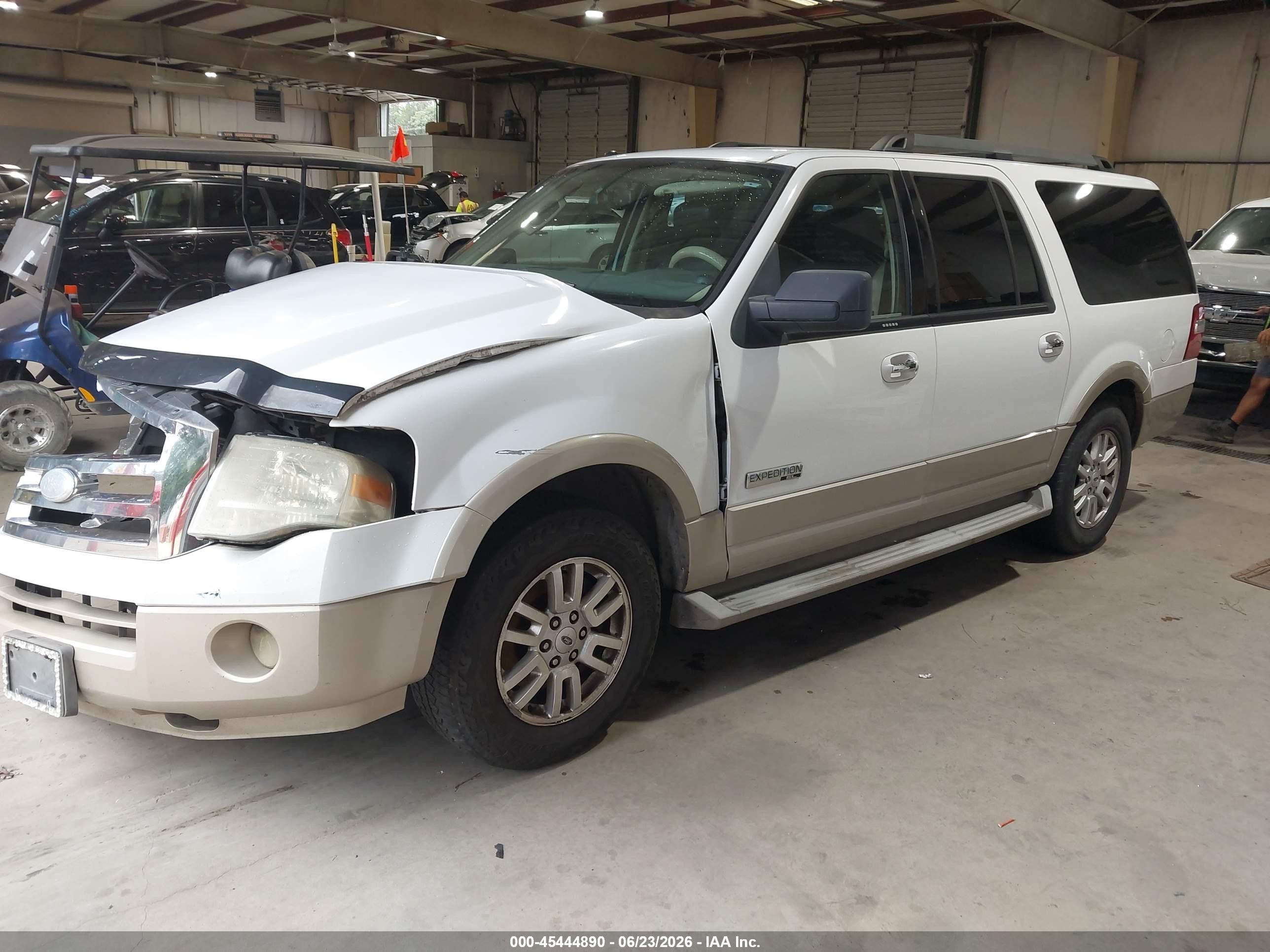 2007 Ford Expedition El Eddie Bauer White vin: 1FMFK18537LA02307