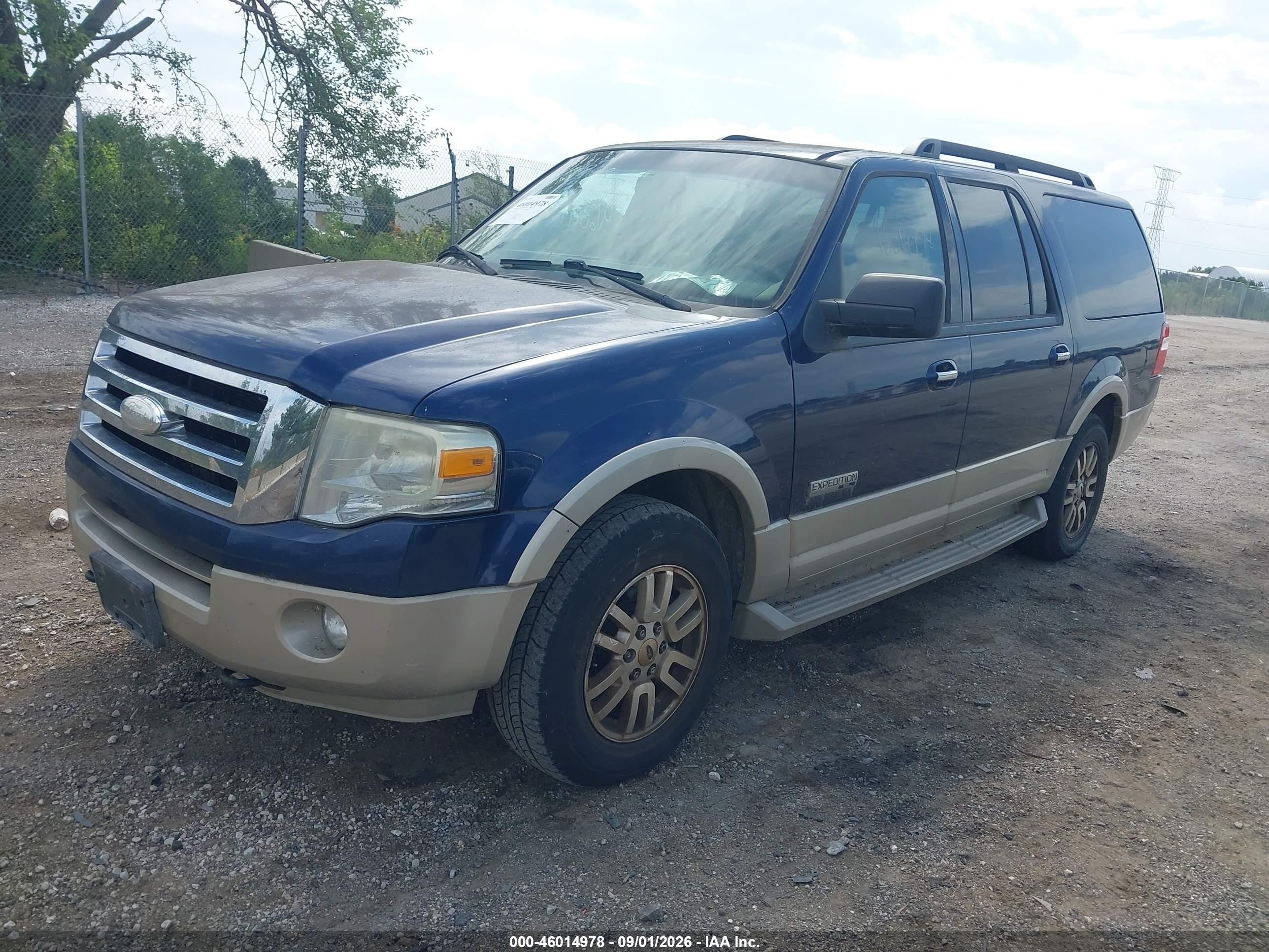 2008 Ford Expedition El Eddie Bauer/king Ranch Blue vin: 1FMFK18578LA59904