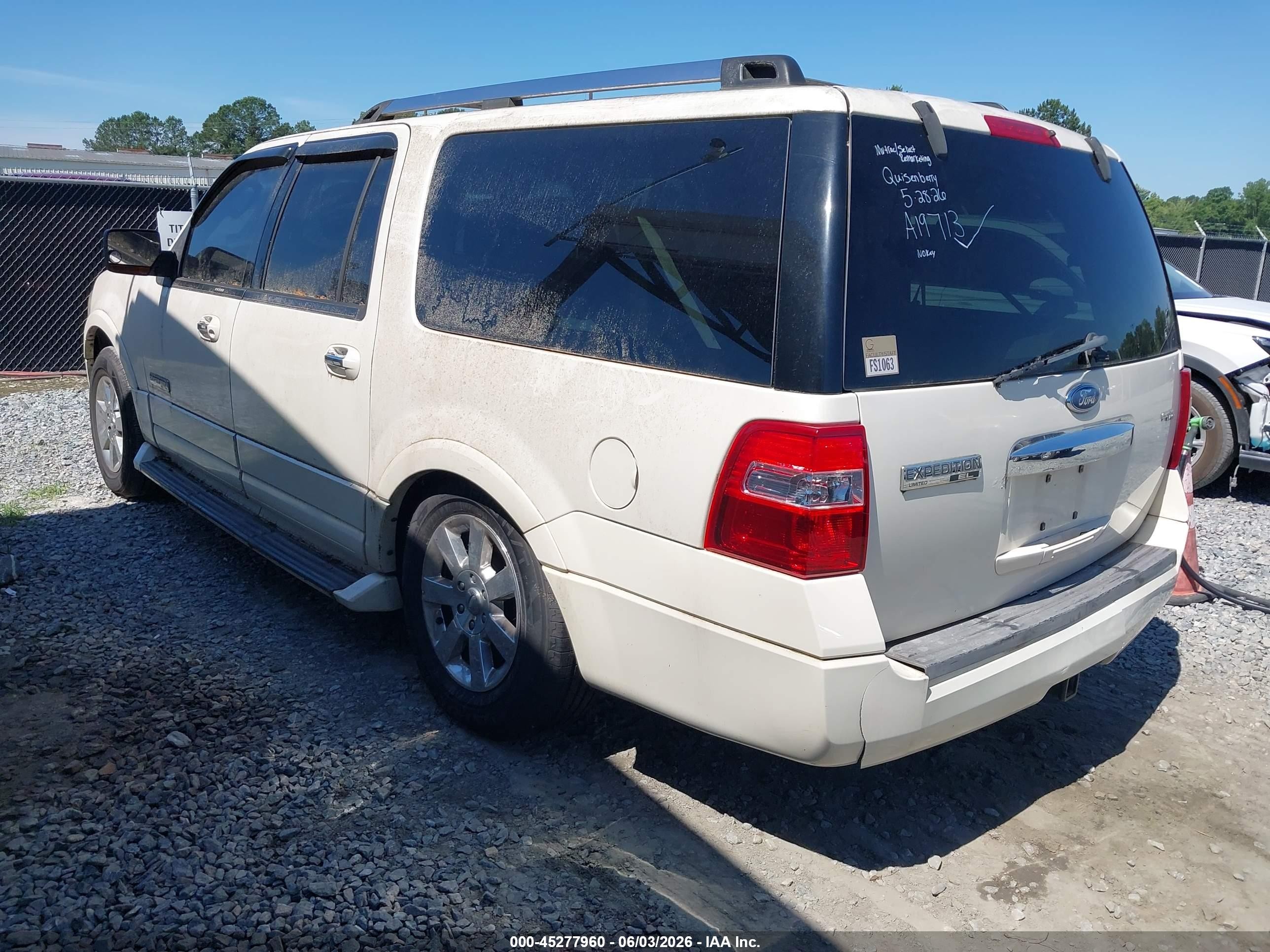 2007 Ford Expedition El Limited White vin: 1FMFK19527LA19713