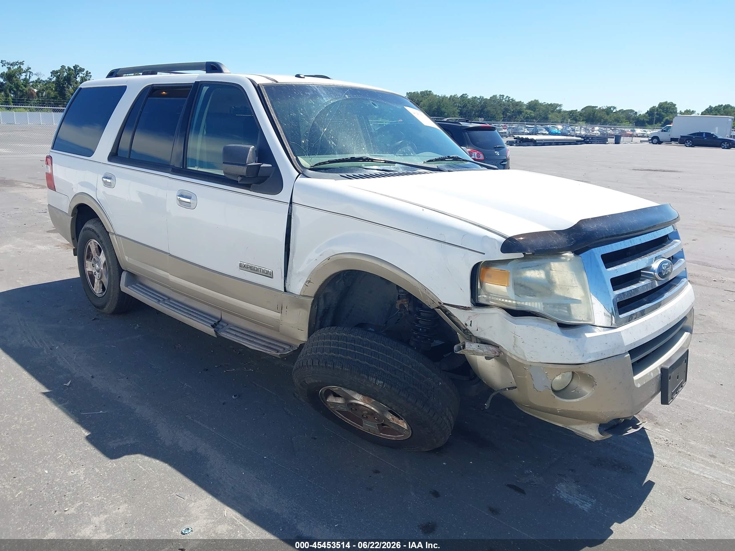2007 Ford Expedition Eddie Bauer White vin: 1FMFU17537LA92635