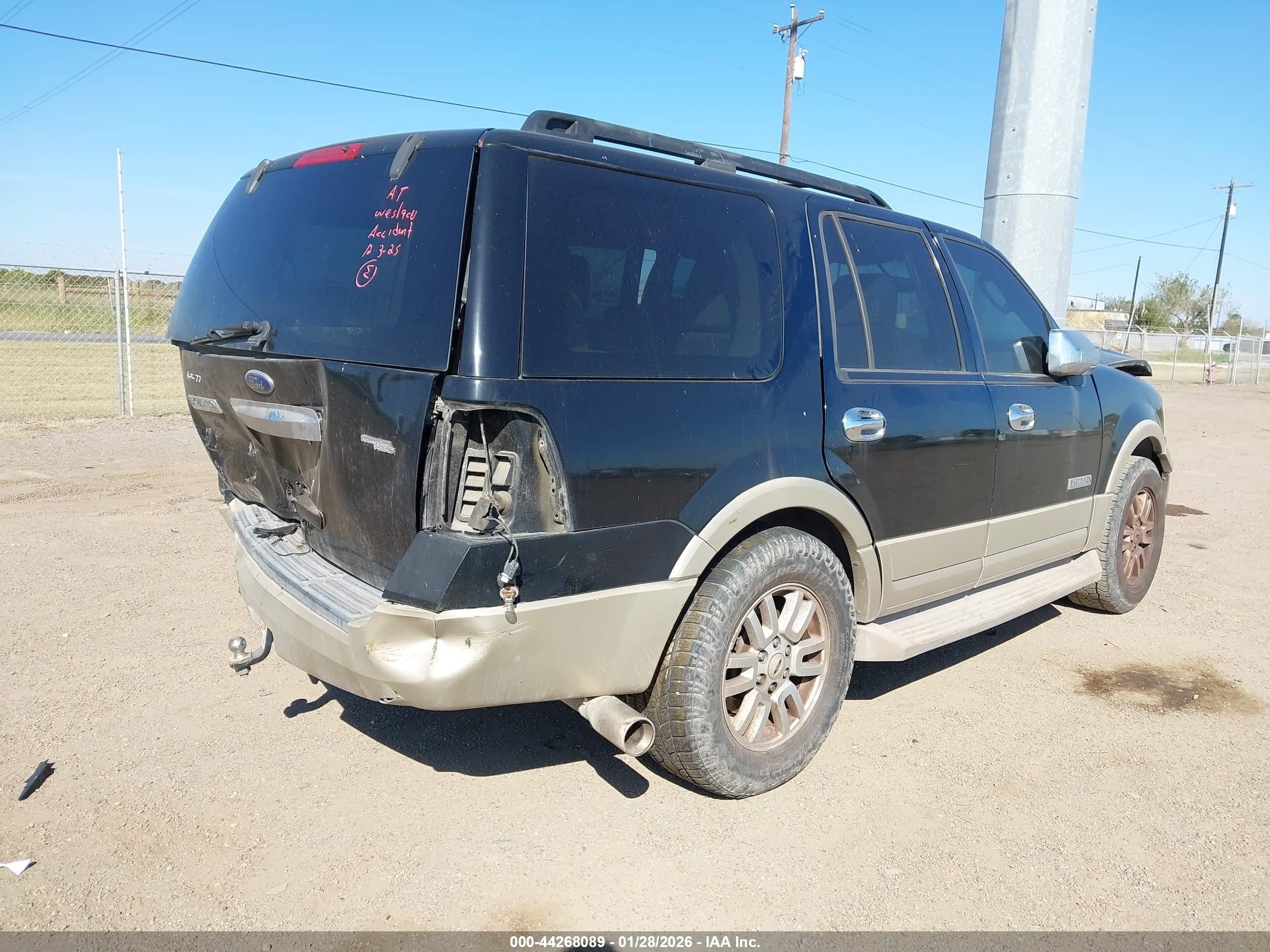 2007 Ford Expedition Eddie Bauer Black vin: 1FMFU17577LA91892