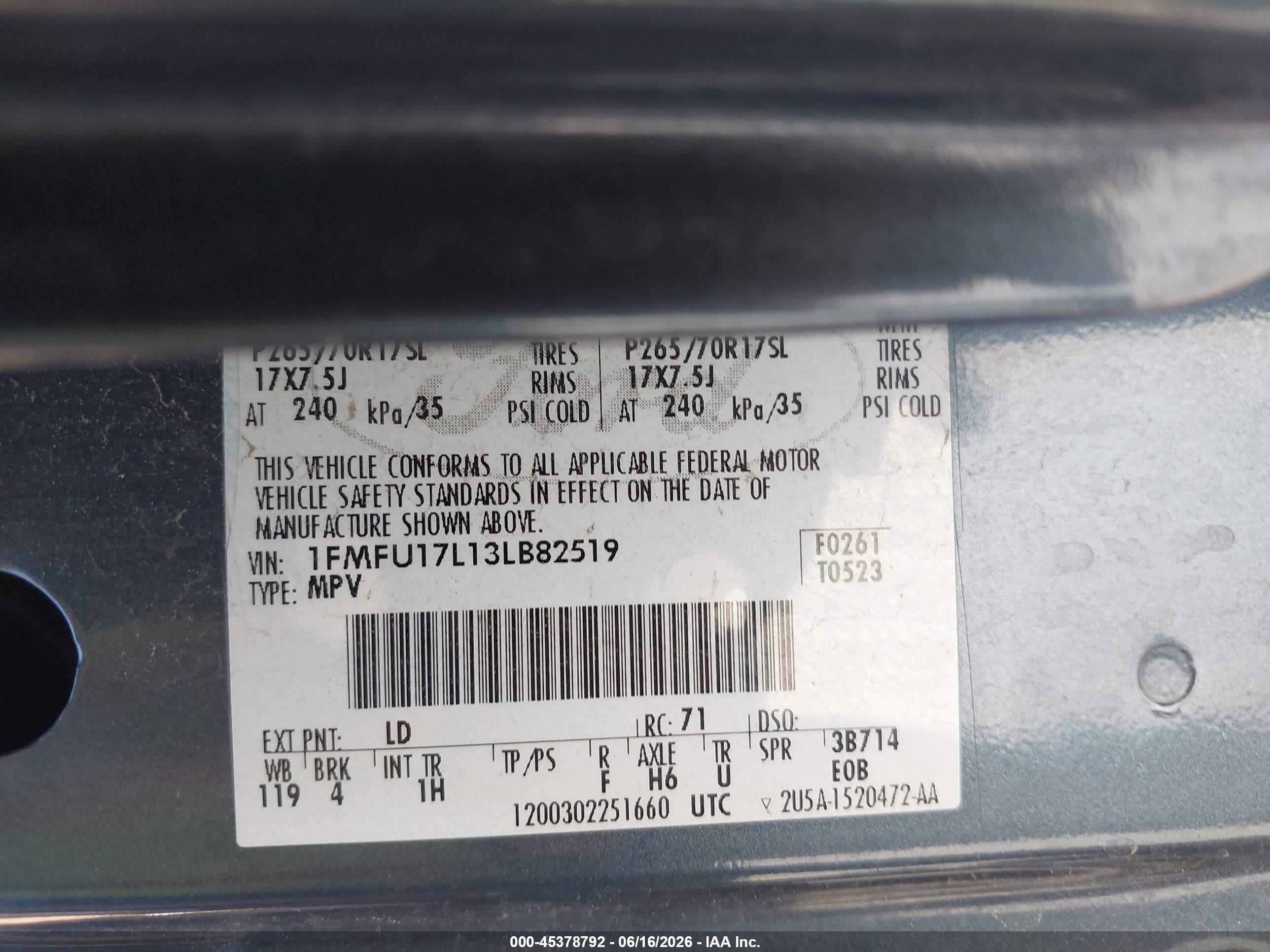 2003 Ford Expedition Eddie Bauer Синий vin: 1FMFU17L13LB82519