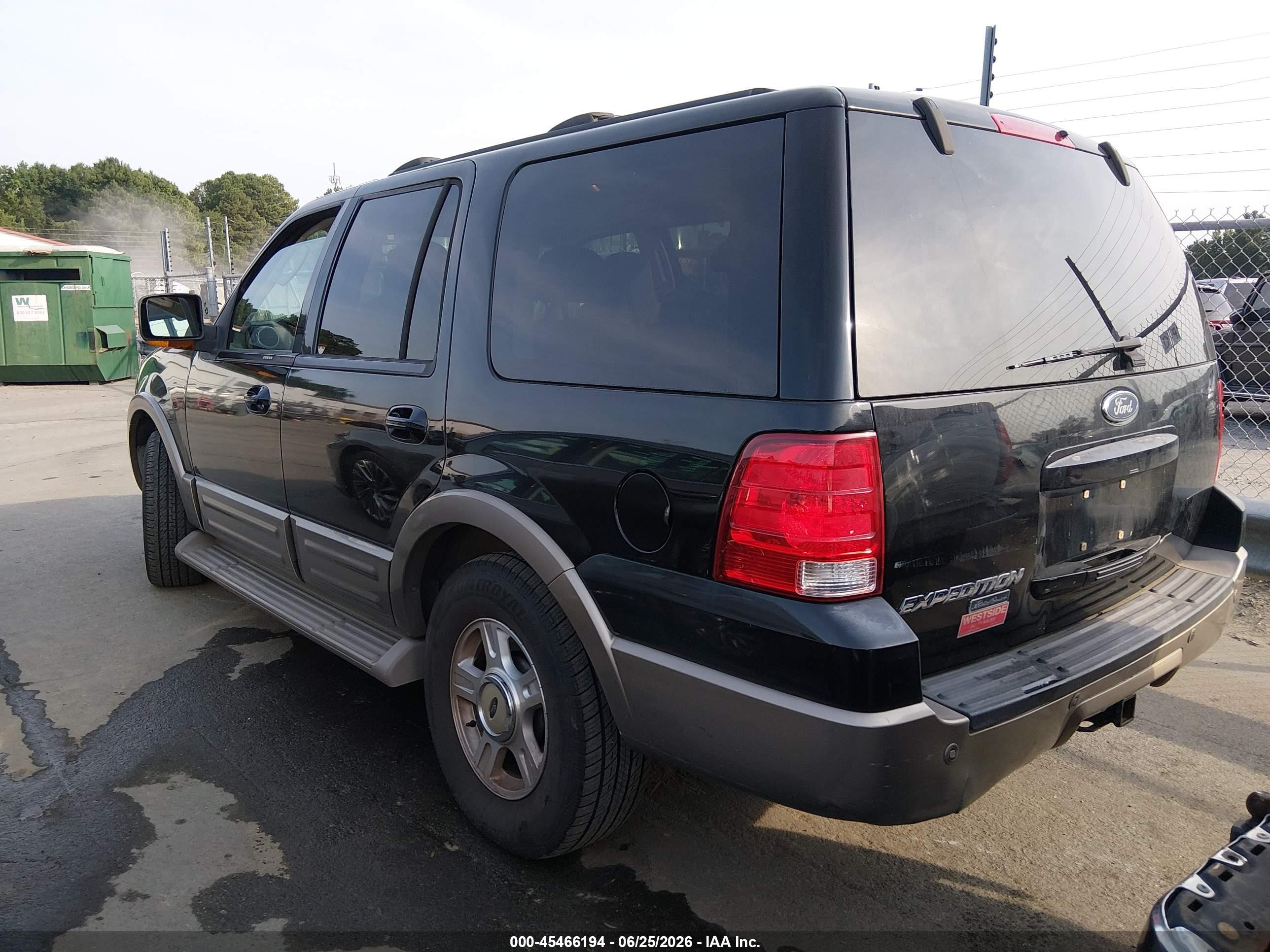 2003 Ford Expedition Eddie Bauer Black vin: 1FMFU17L53LB99131