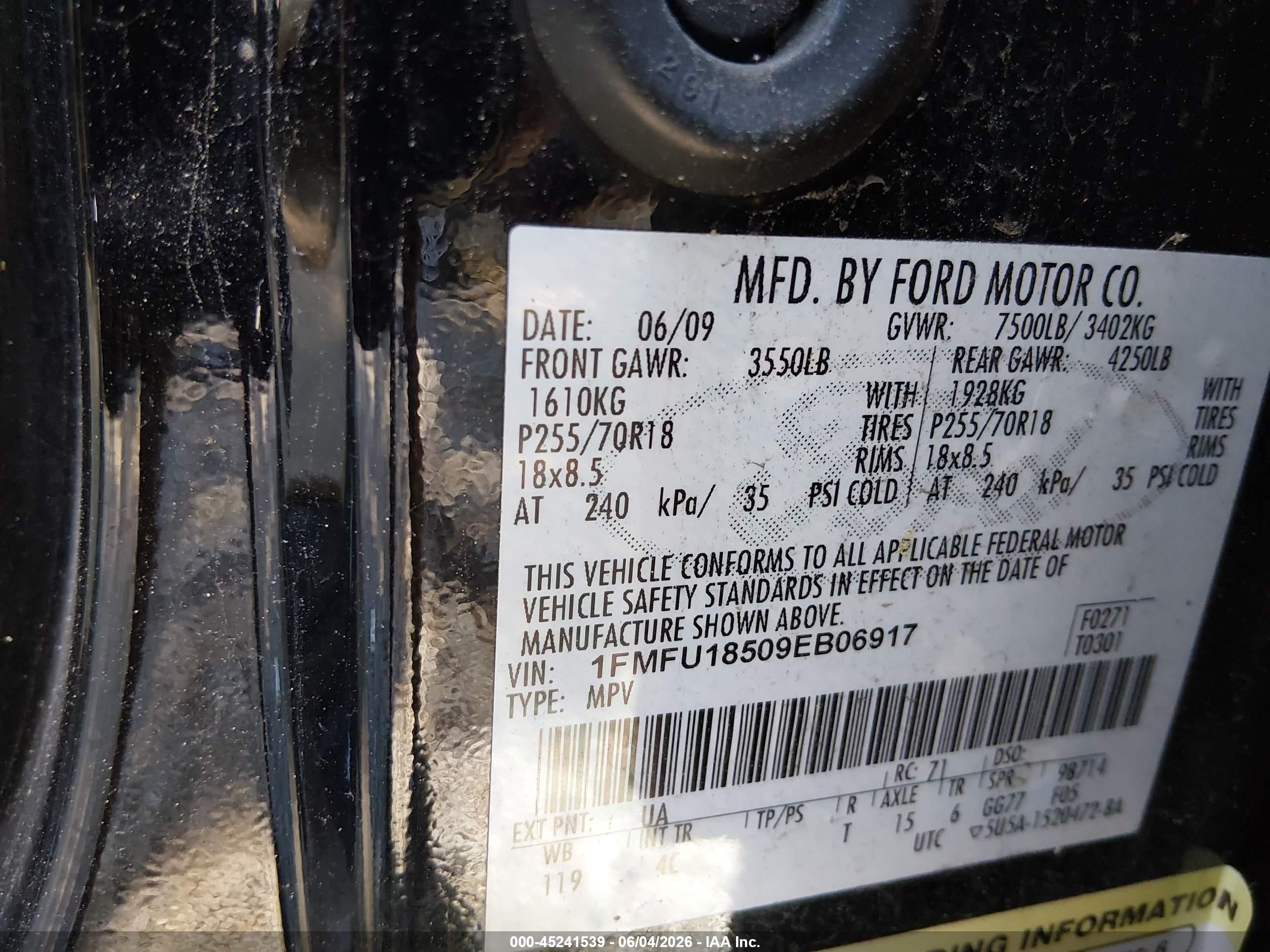 2009 Ford Expedition Eddie Bauer/king Ranch Black vin: 1FMFU18509EB06917