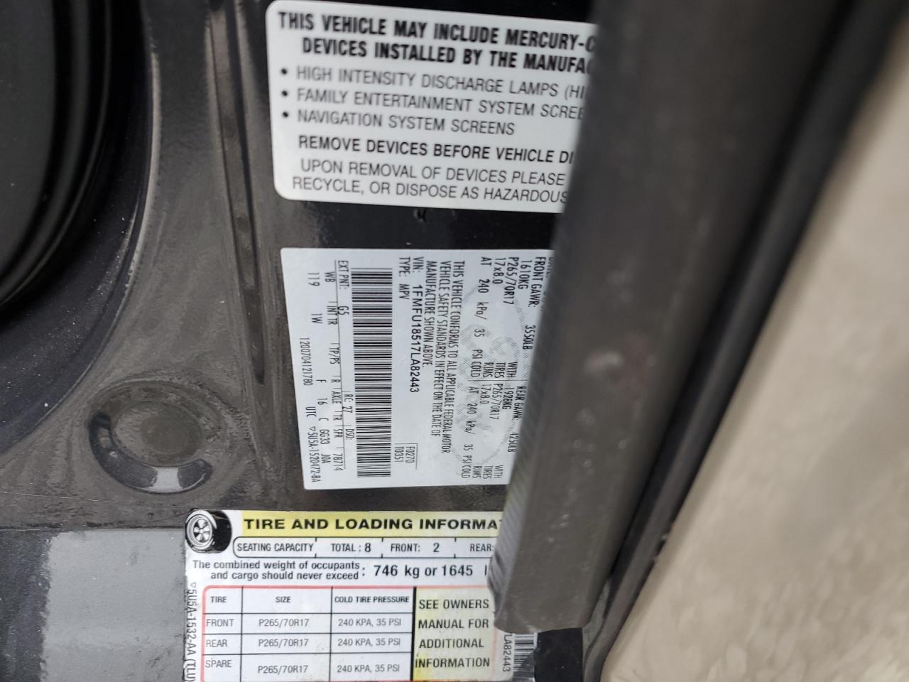 2007 Ford Expedition Eddie Bauer Gray vin: 1FMFU18517LA82443