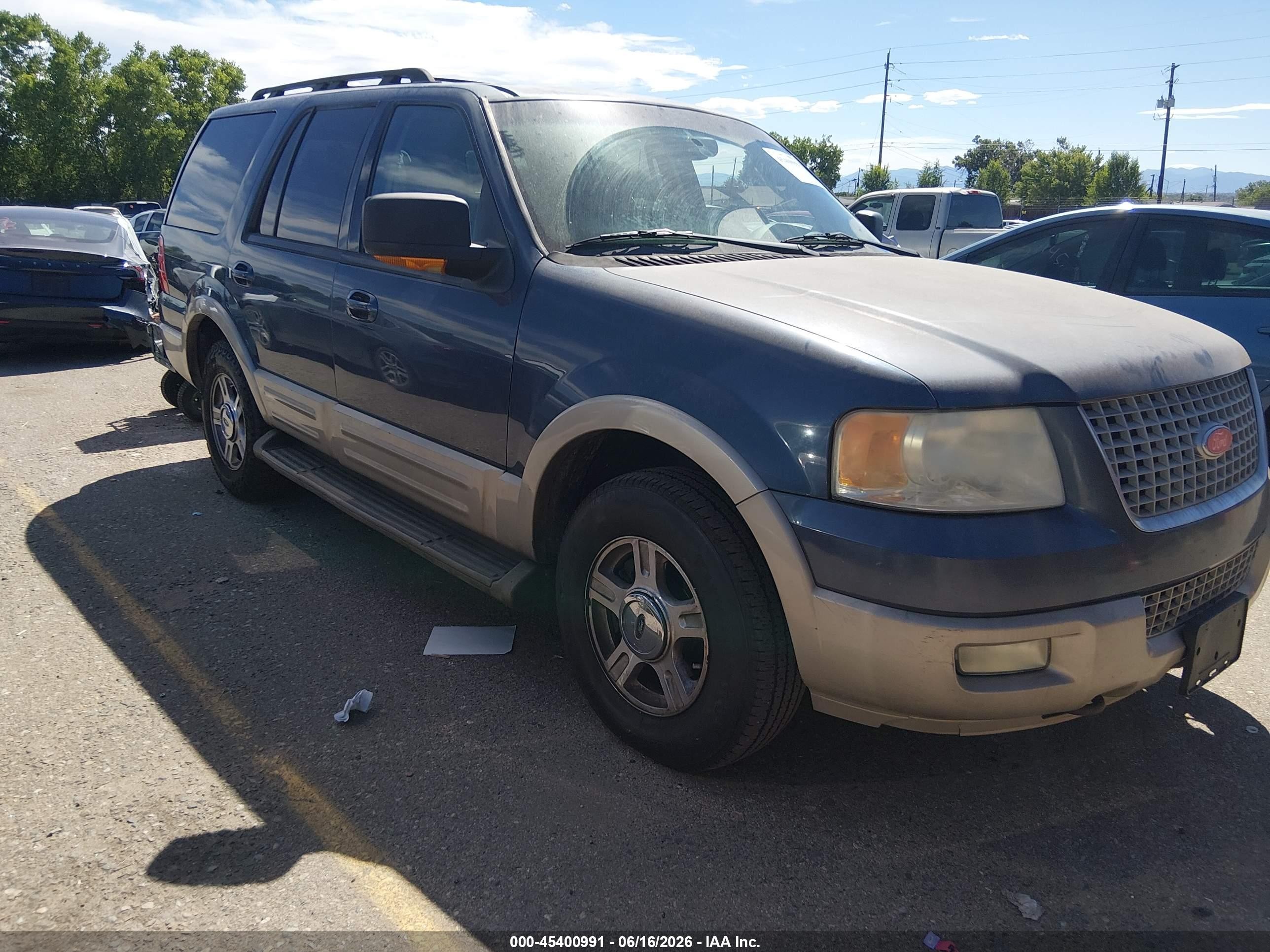 2005 Ford Expedition Eddie Bauer/king Ranch Blue vin: 1FMFU18535LA27876