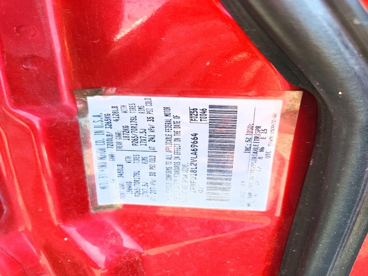 1997 Ford Expedition Red vin: 1FMFU18L2VLA69664