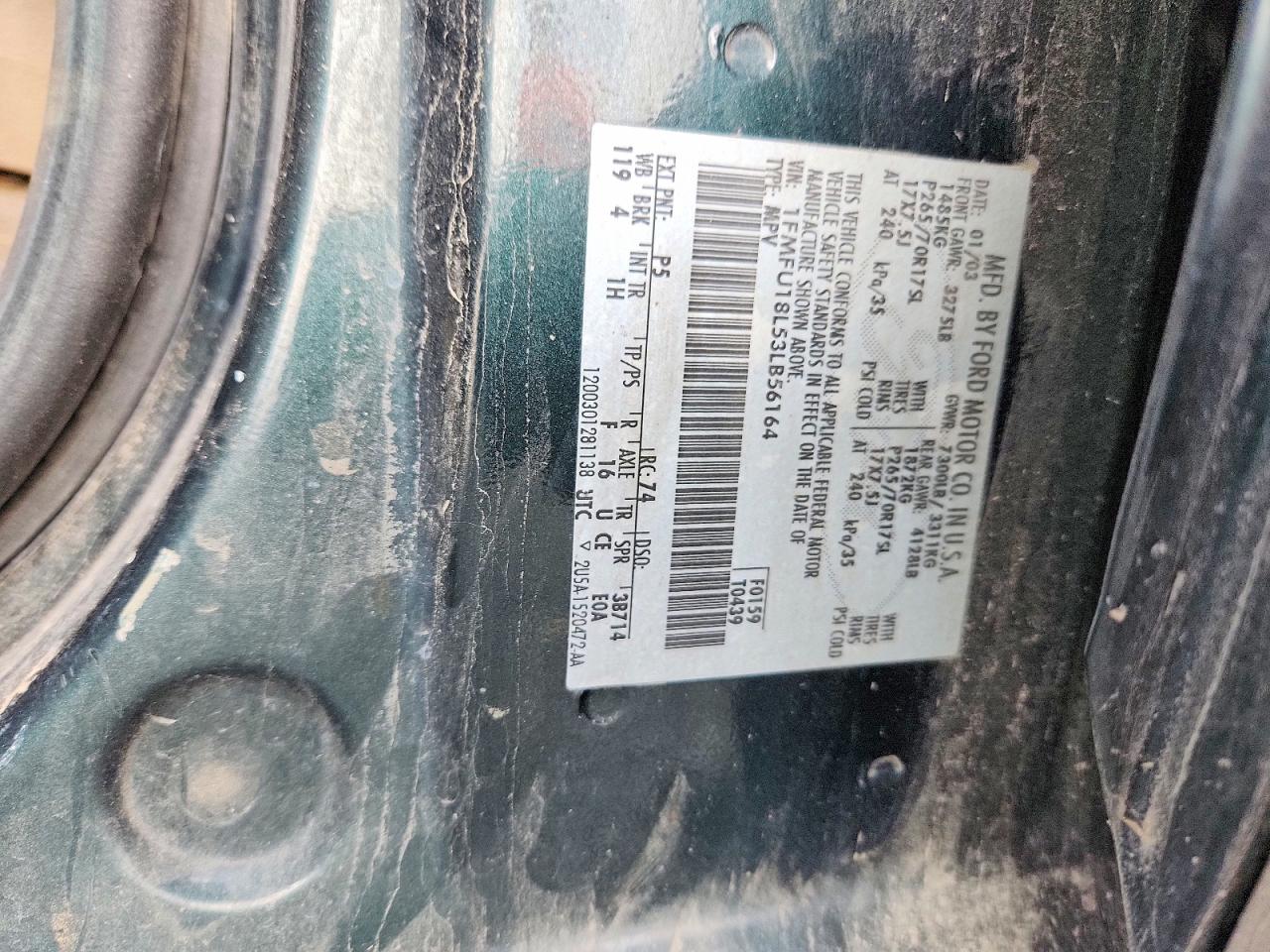 2003 Ford Expedition Eddie Bauer Зеленый vin: 1FMFU18L53LB56164