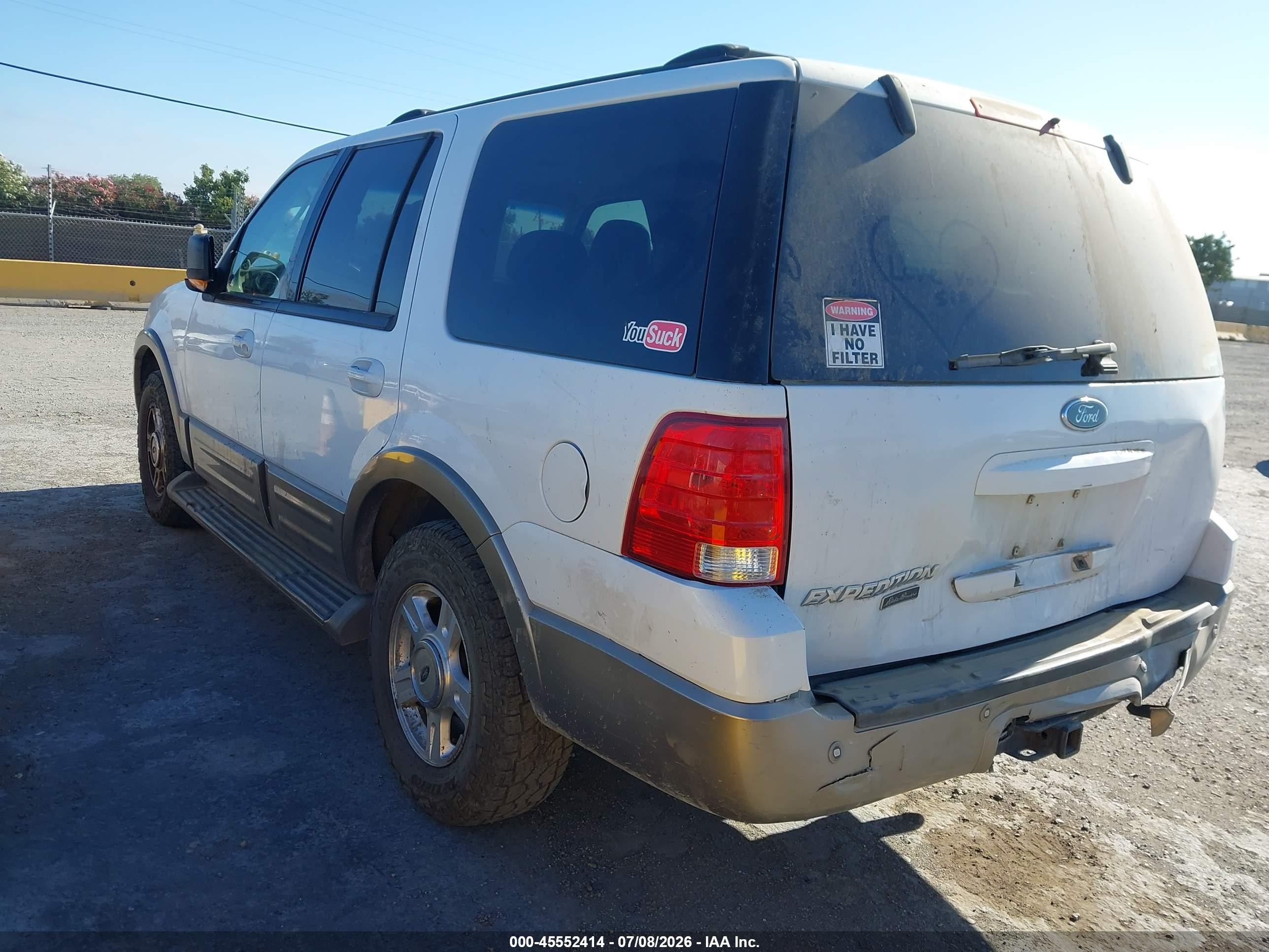 2003 Ford Expedition Eddie Bauer White vin: 1FMFU18L63LC04819