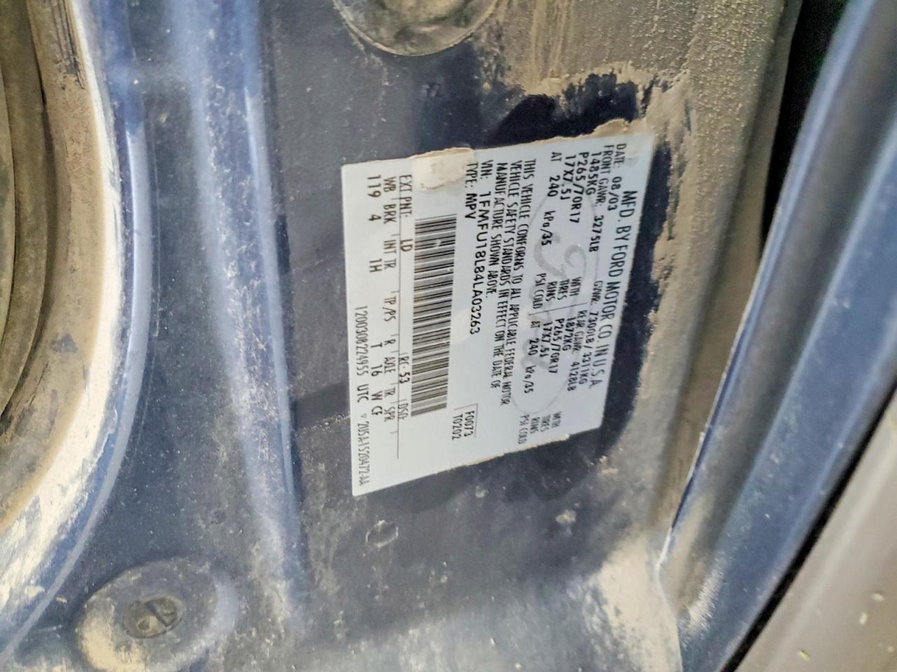 2004 Ford Expedition Eddie Bauer Blue vin: 1FMFU18L84LA03263