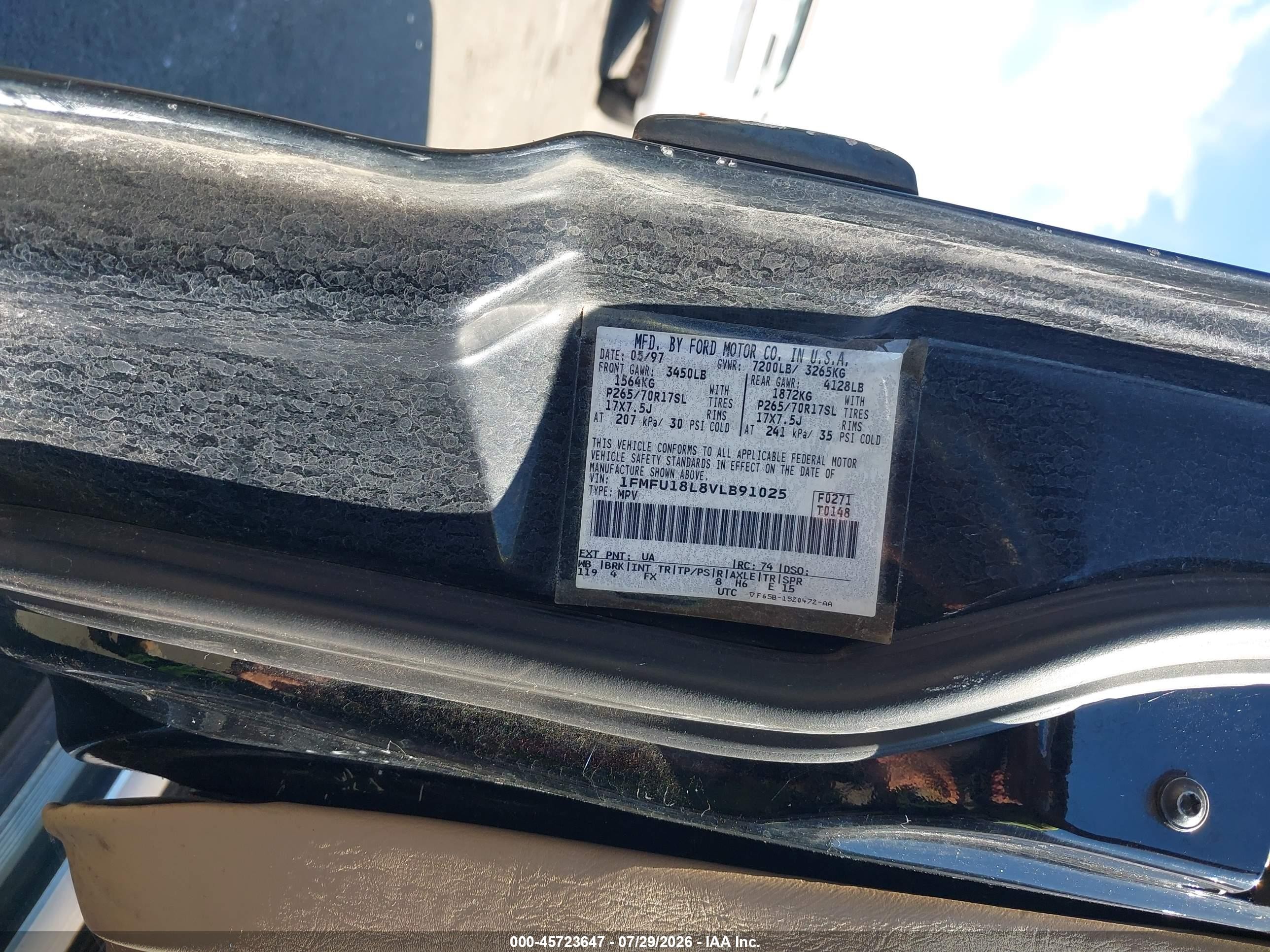 1997 Ford Expedition Eddie Bauer/xlt Black vin: 1FMFU18L8VLB91025