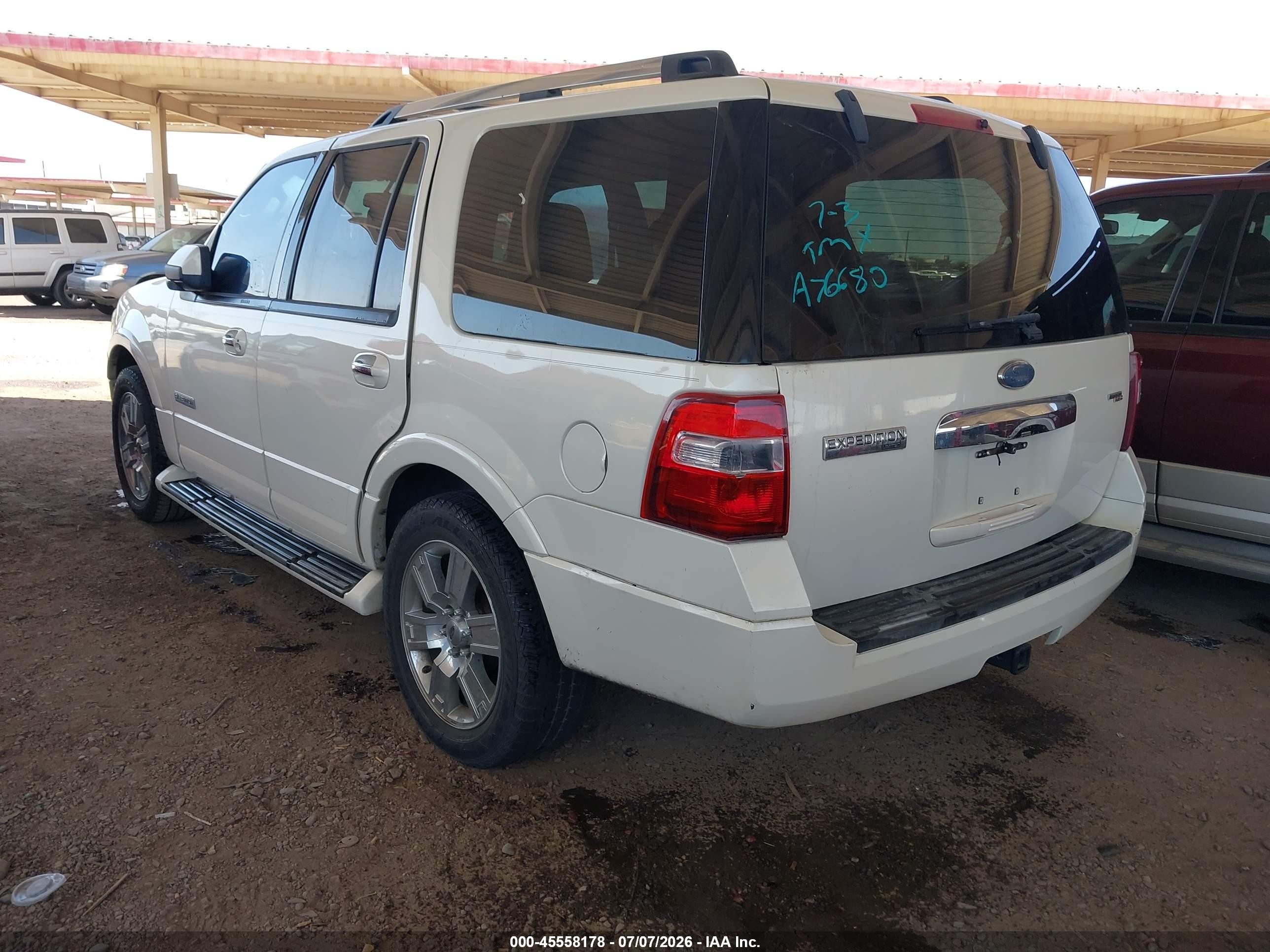 2007 Ford Expedition Limited White vin: 1FMFU19597LA76680