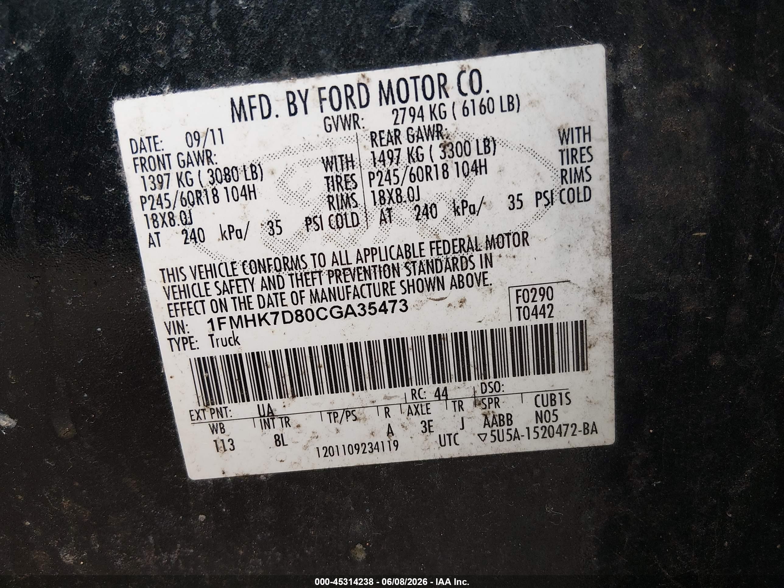 2012 Ford Explorer Xlt Gray vin: 1FMHK7D80CGA35473