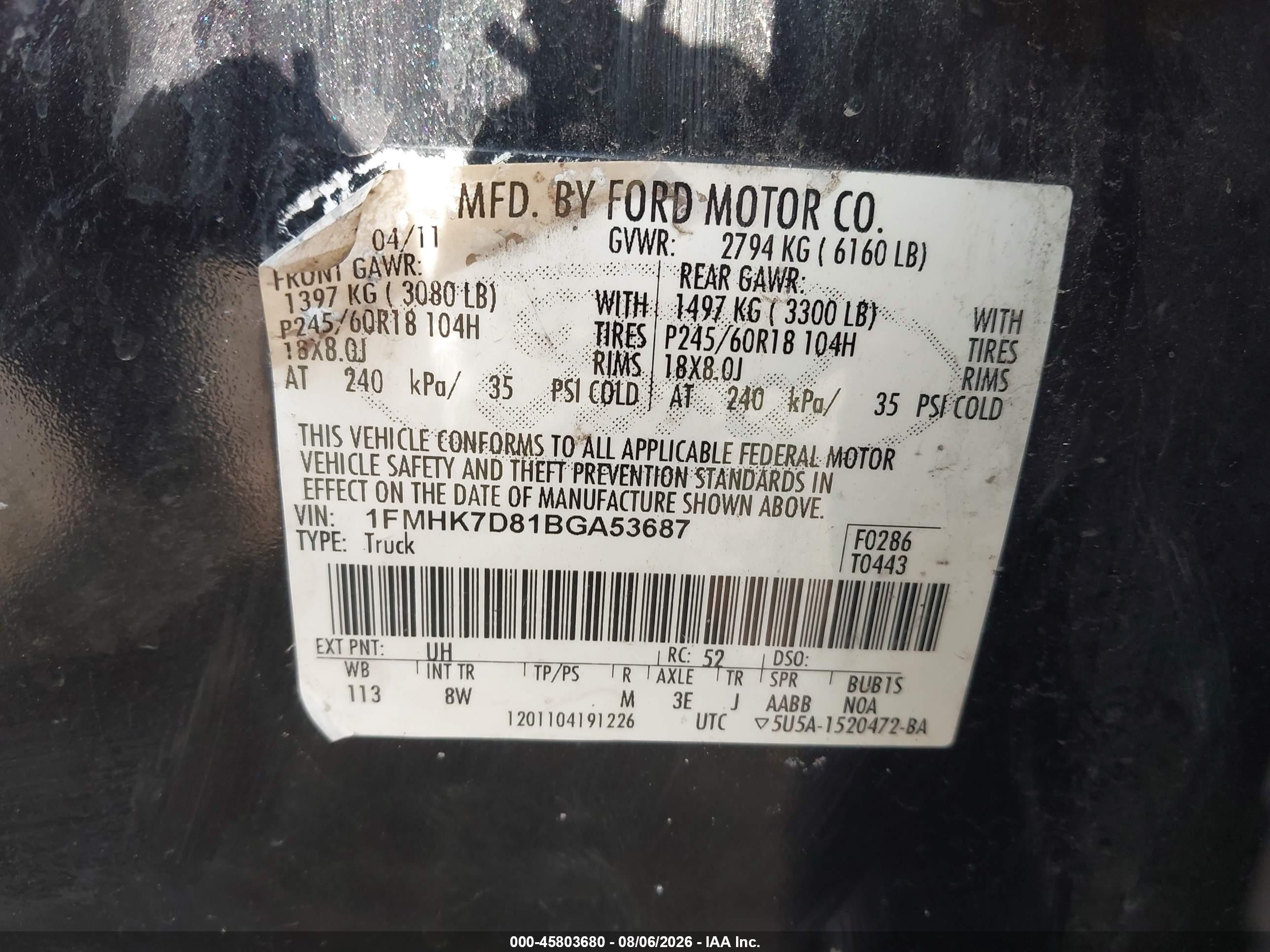 2011 Ford Explorer Xlt Black vin: 1FMHK7D81BGA53687