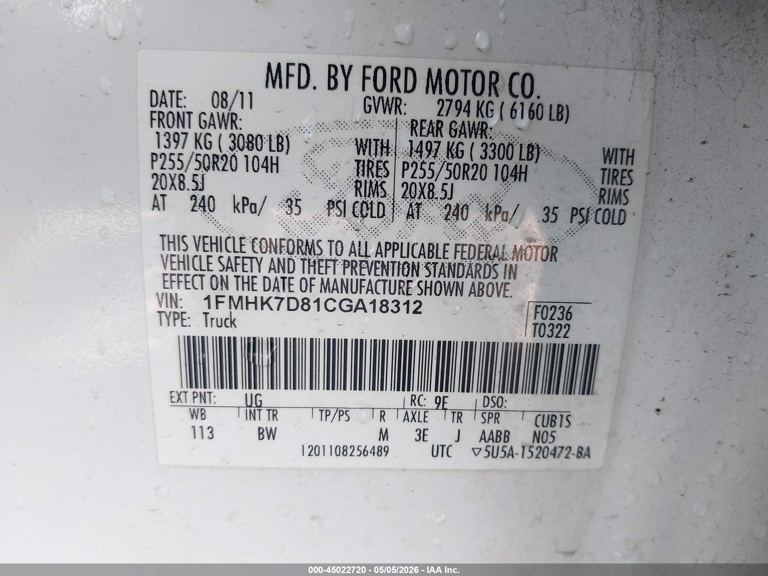 2012 Ford Explorer Xlt White vin: 1FMHK7D81CGA18312
