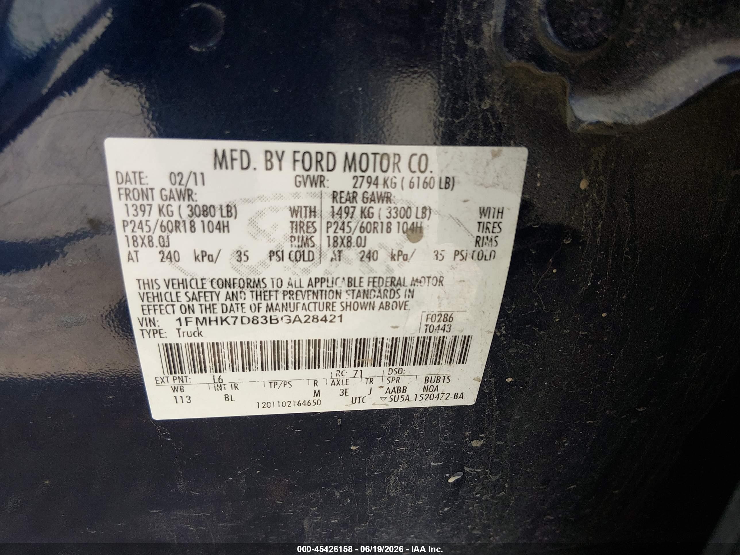 2011 Ford Explorer Xlt Blue vin: 1FMHK7D83BGA28421