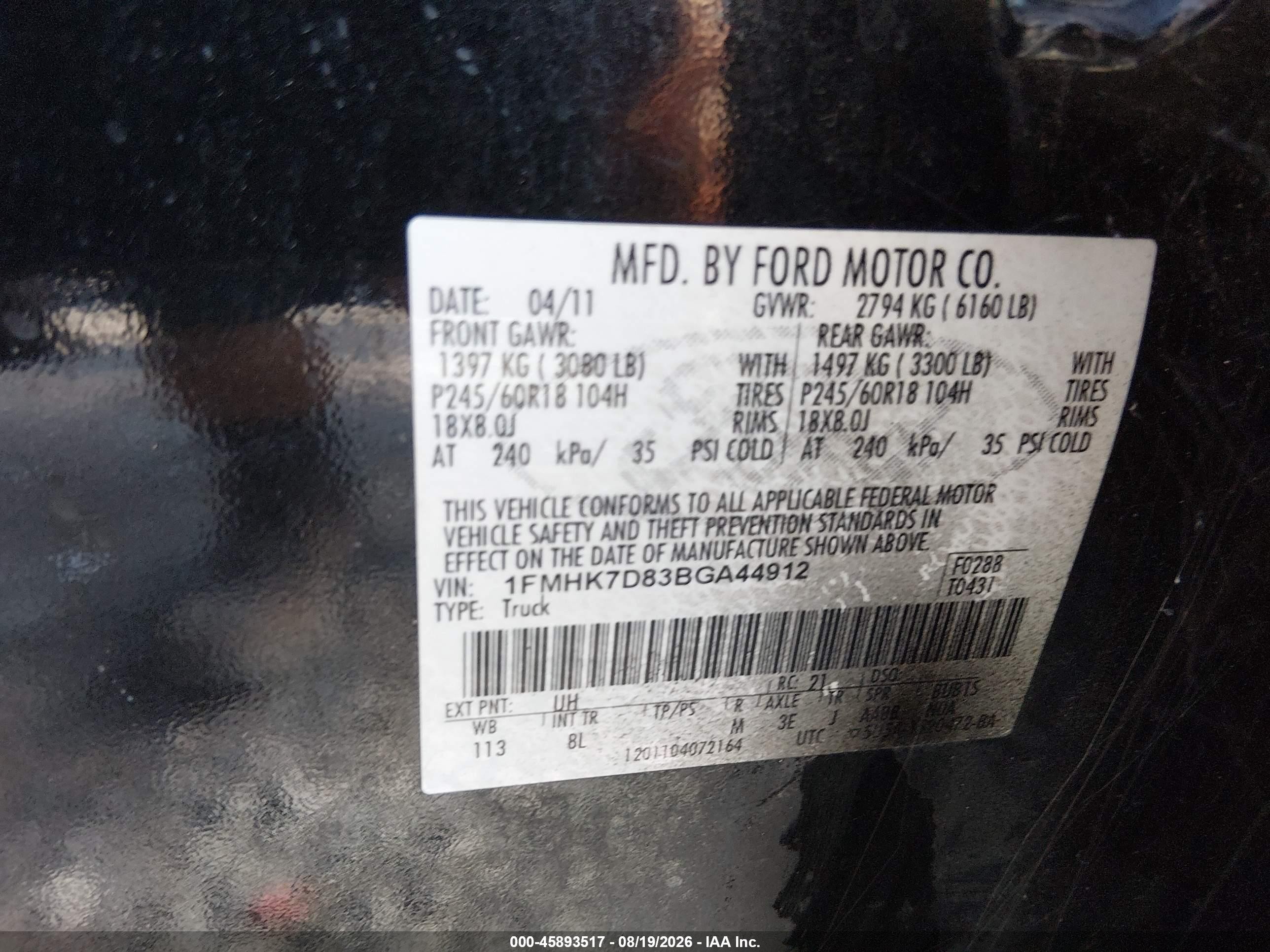 2011 Ford Explorer Xlt Black vin: 1FMHK7D83BGA44912