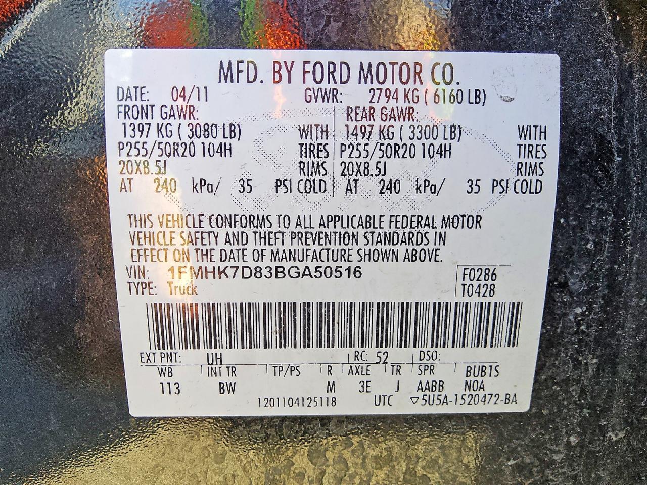 2011 Ford Explorer Xlt Black vin: 1FMHK7D83BGA50516